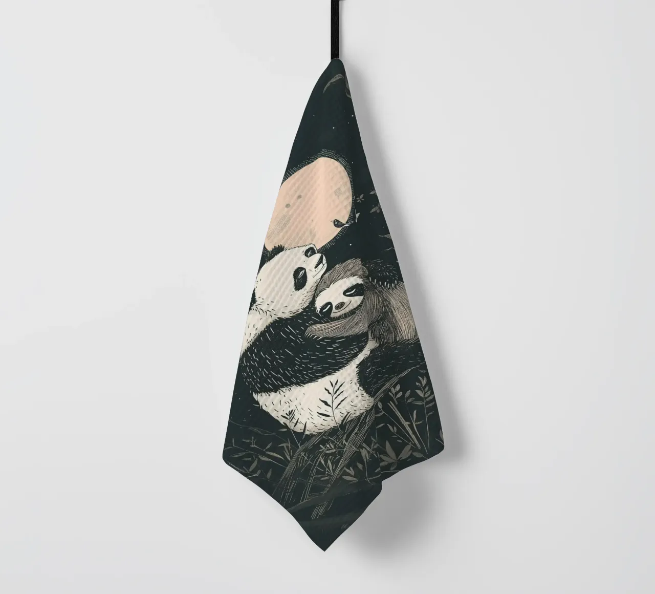Panda Faultier Umarmung Print Geschirrtuch von Cat Grafic Design