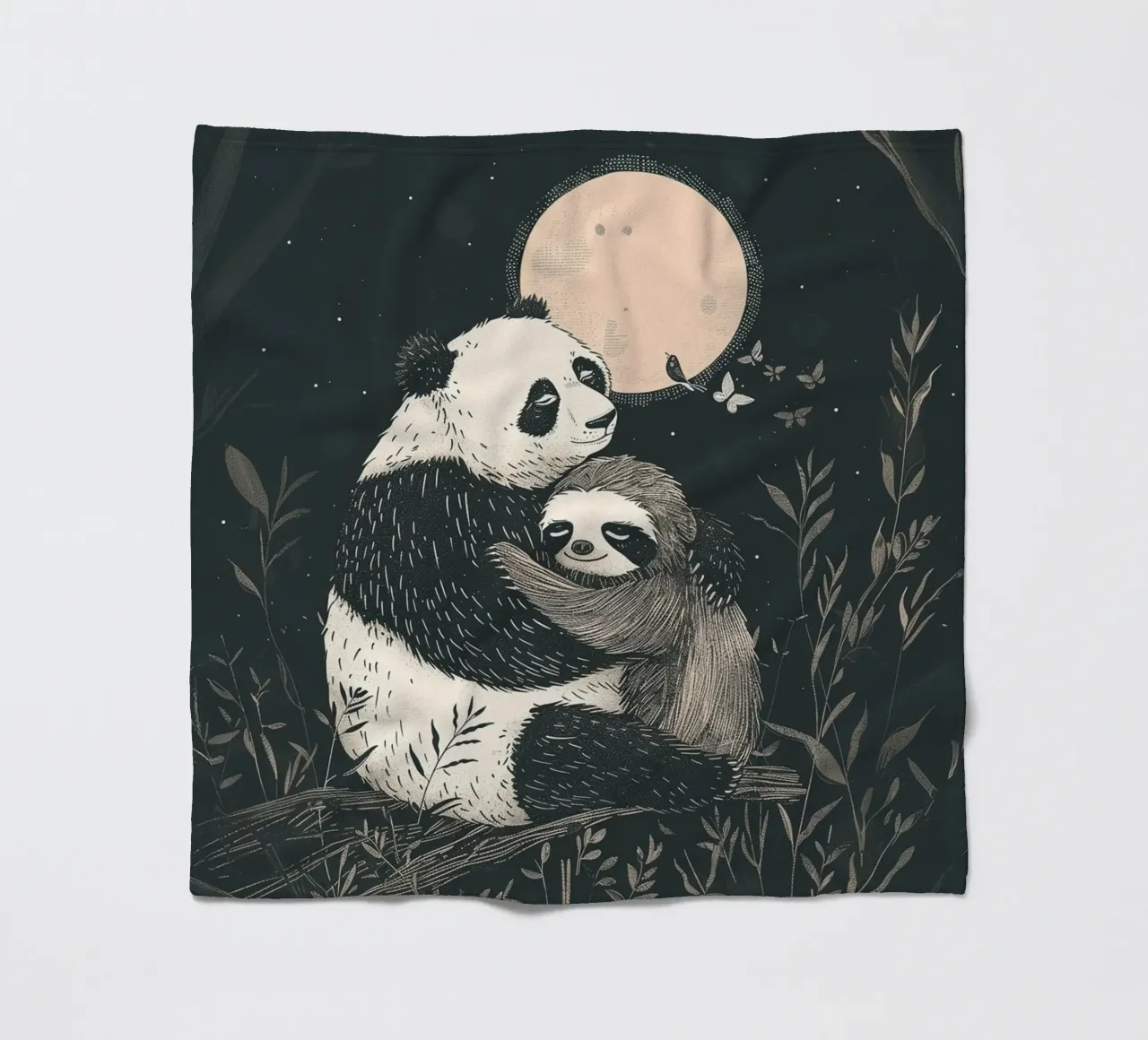 Panda Faultier Umarmung Print Fleecedecke von Cat Grafic Design
