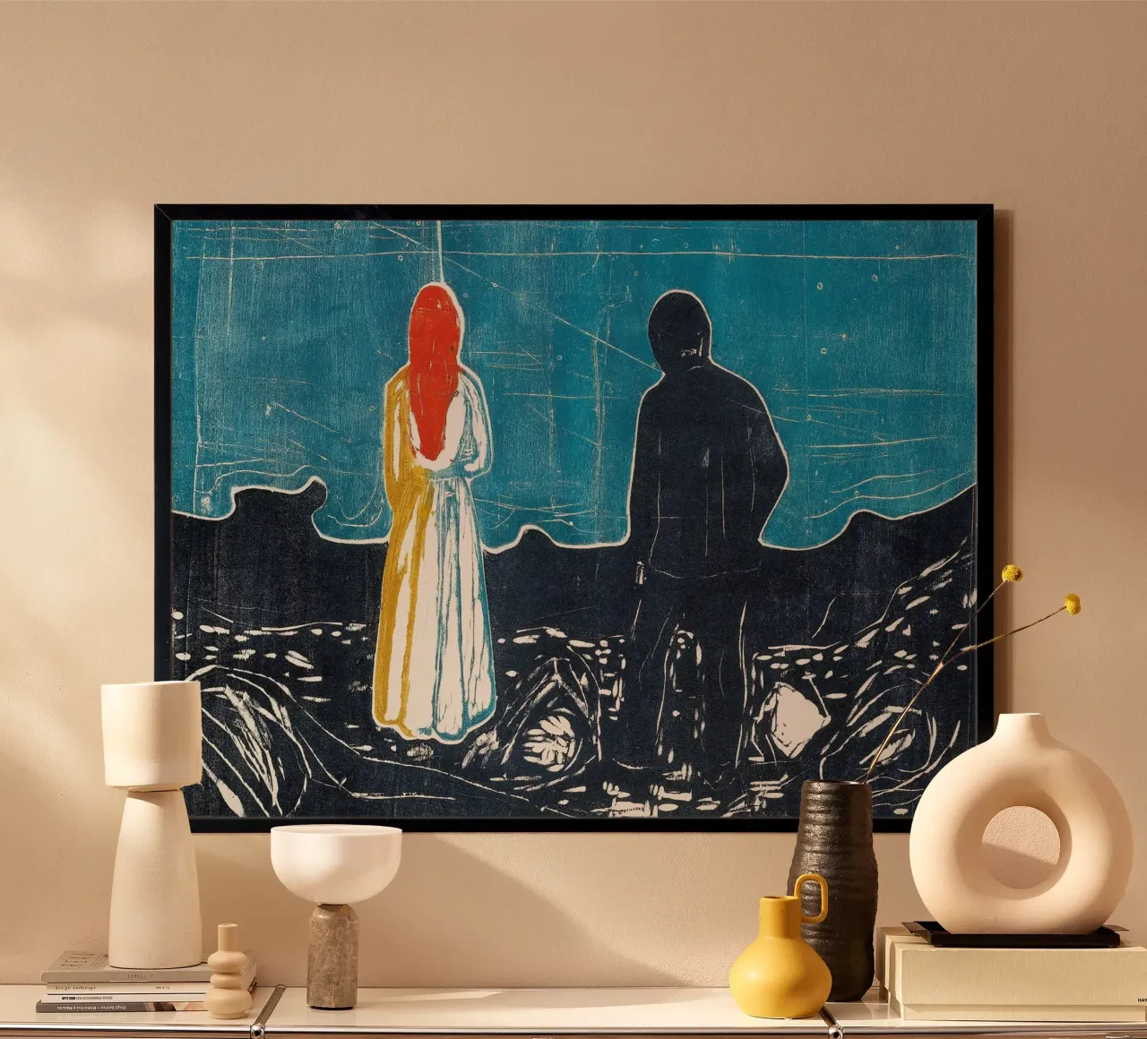 Edvard Munch - Due esseri umani (I solitari) poster con telaio in plastica da Timeless Artworks
