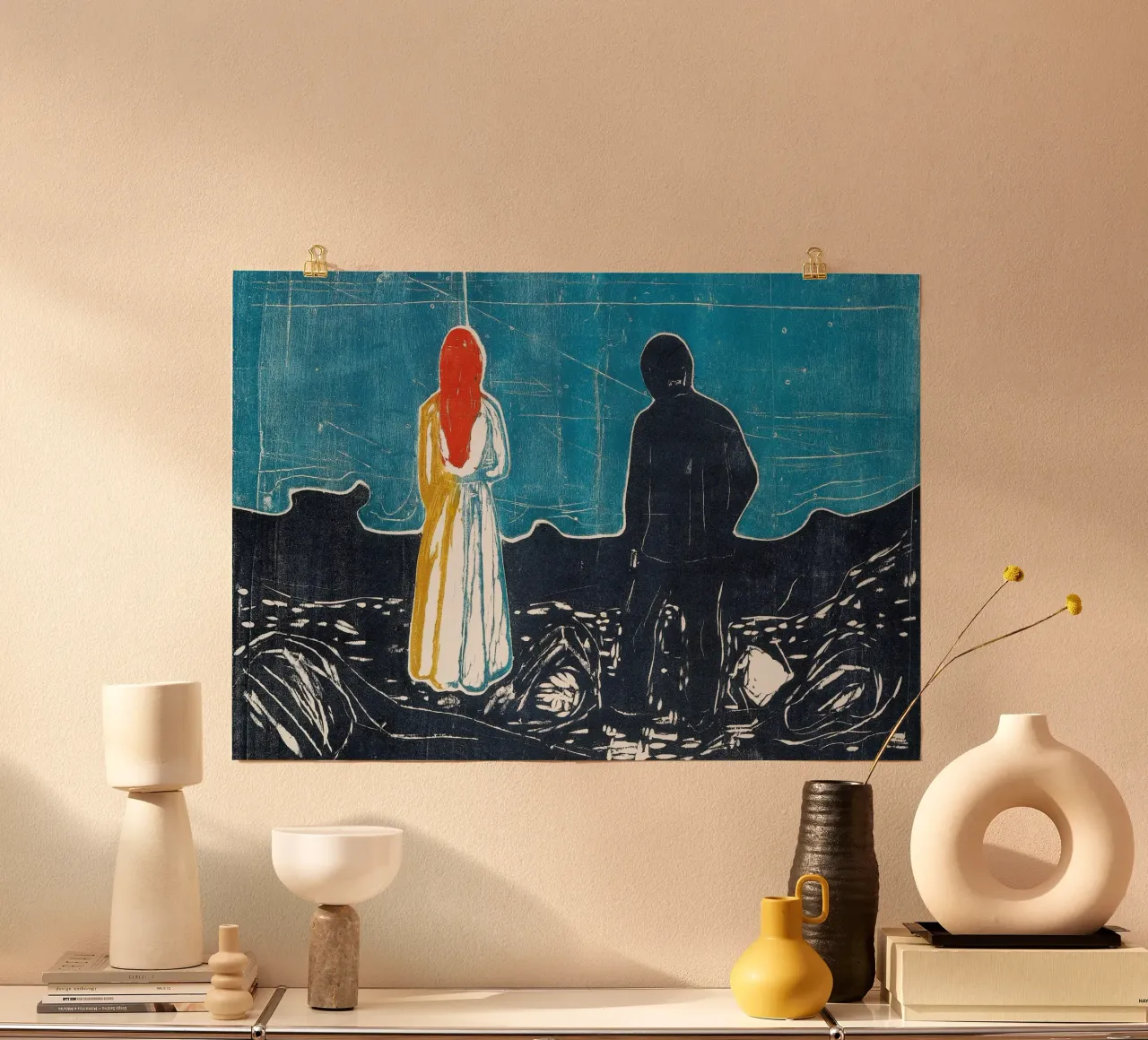 Edvard Munch - Due esseri umani (I solitari) poster con telaio in plastica da Timeless Artworks
