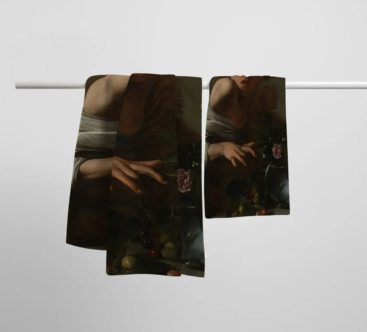 Caravaggio - Boy Bitten By Lizard towel by Timeless Artworks