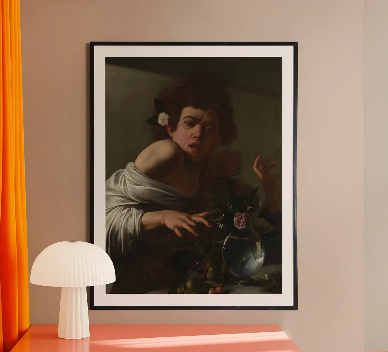 Caravaggio - Von Eidechse gebissener Junge Poster von Timeless Artworks