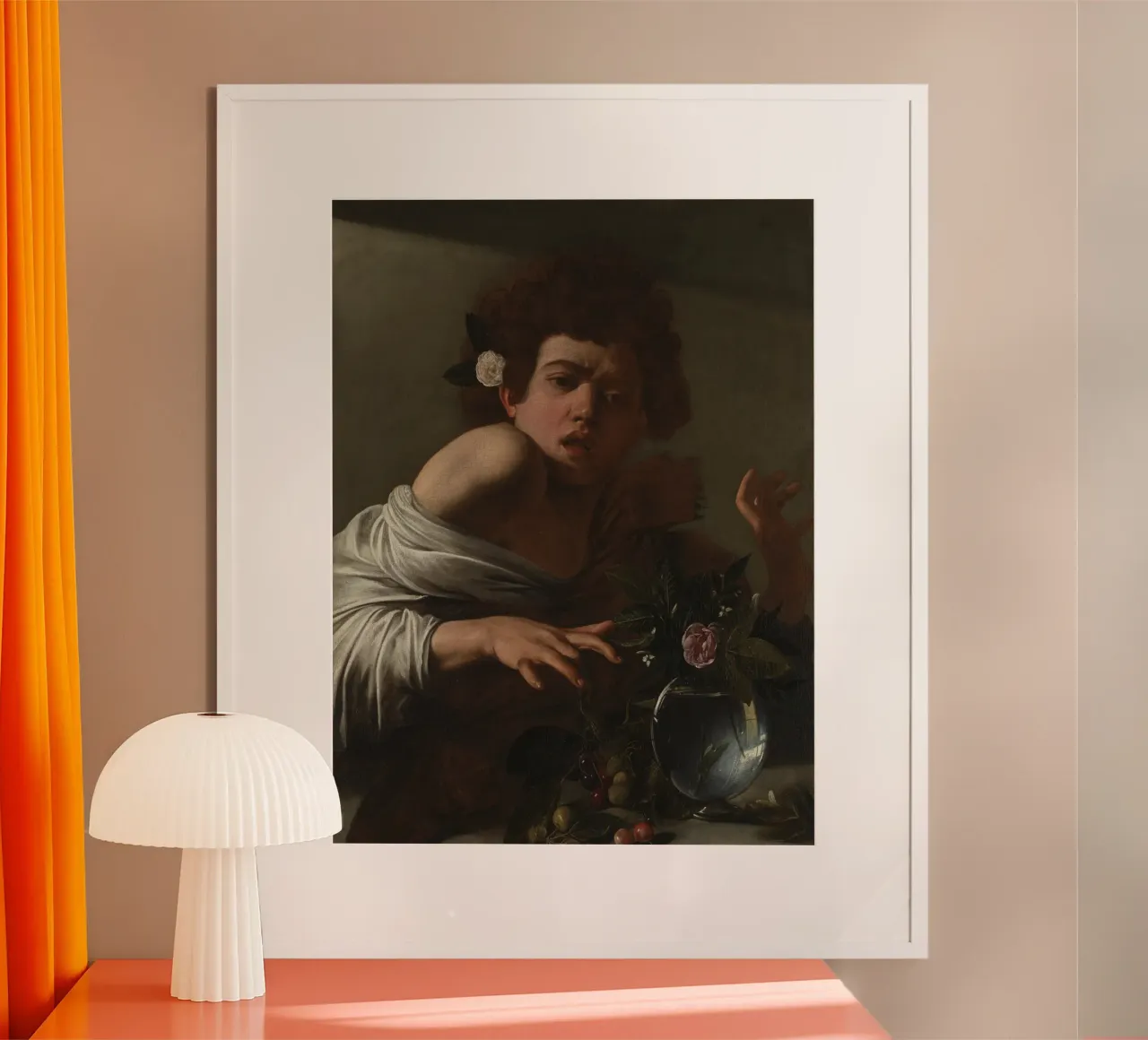 Caravaggio - Von Eidechse gebissener Junge Poster von Timeless Artworks