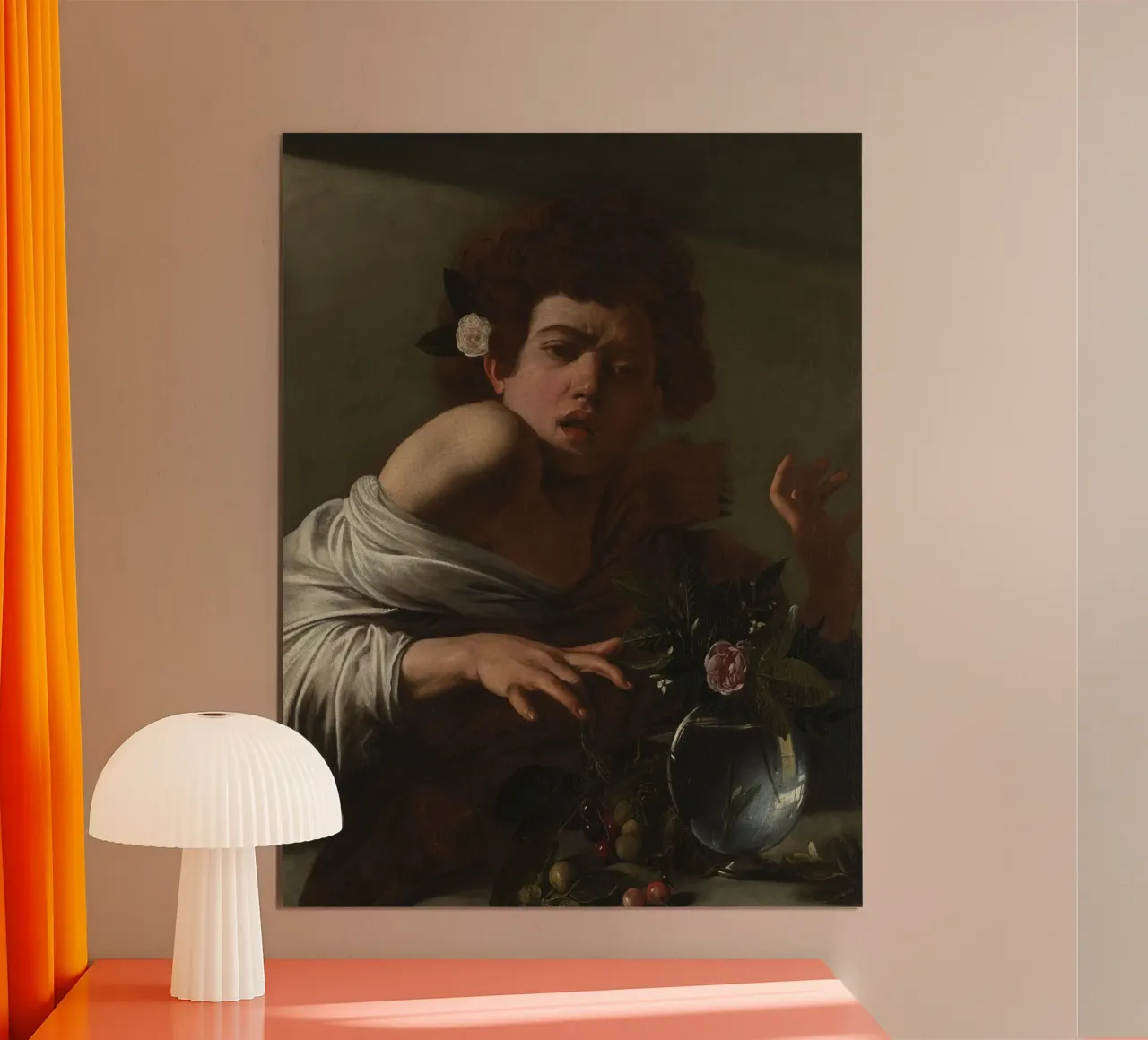 Caravaggio - Von Eidechse gebissener Junge Poster von Timeless Artworks