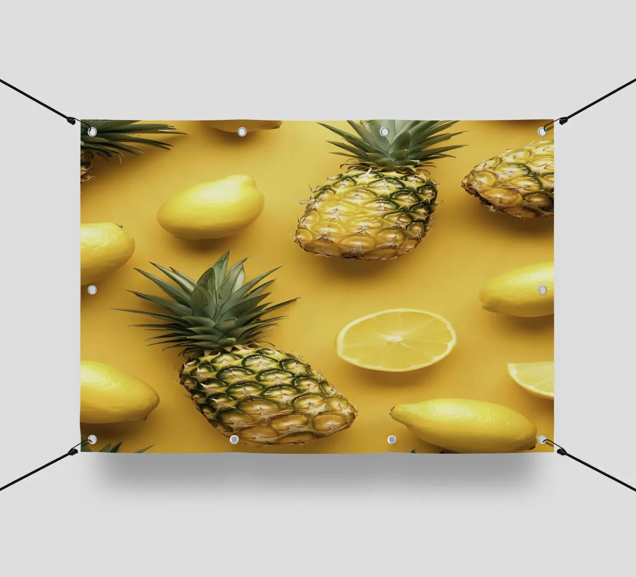Collezione di limoni gialli e ananas telo in pvc da Cat Grafic Design