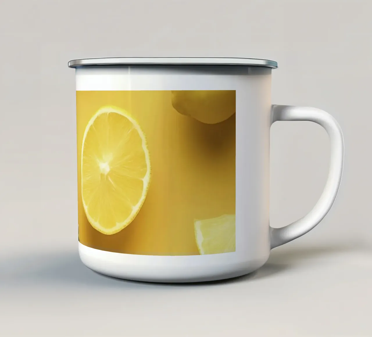 Collezione di limoni gialli e ananas tazza in smalto da Cat Grafic Design