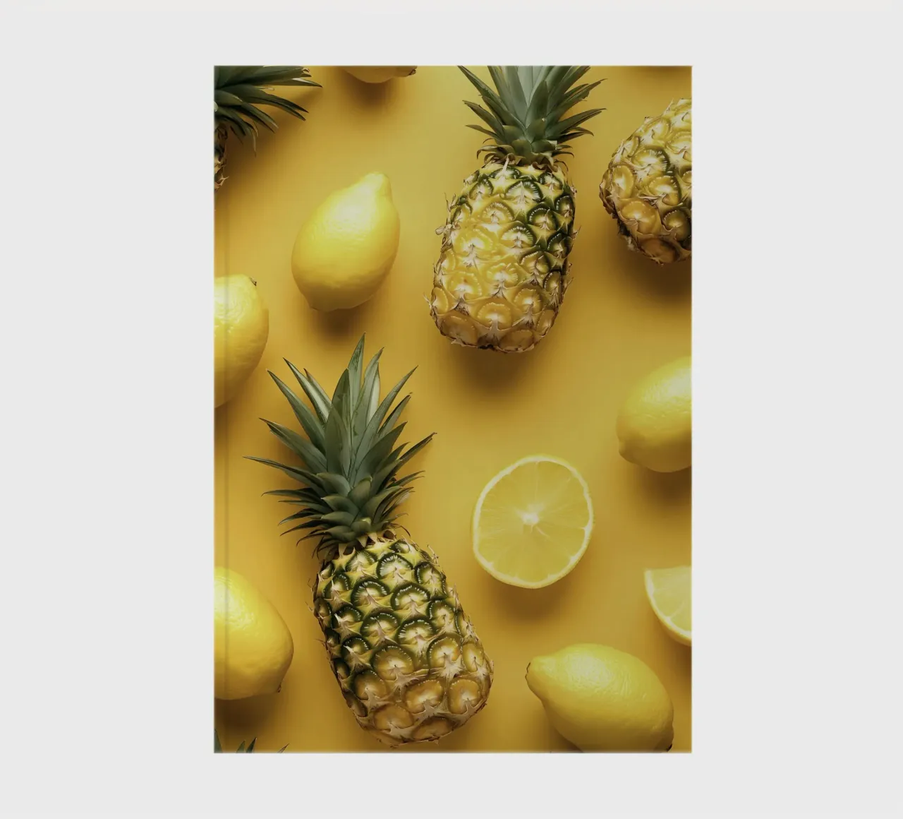 Yellow lemons and pineapple collection notebook by Cat Grafic Design