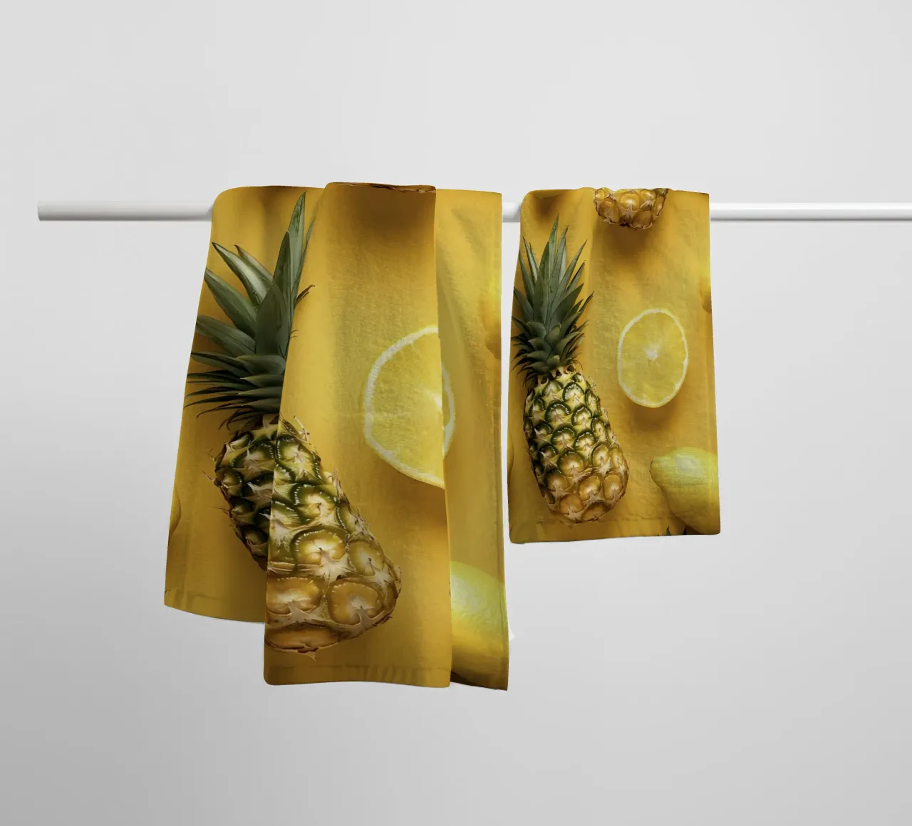 Yellow lemons and pineapple collection towel by Cat Grafic Design