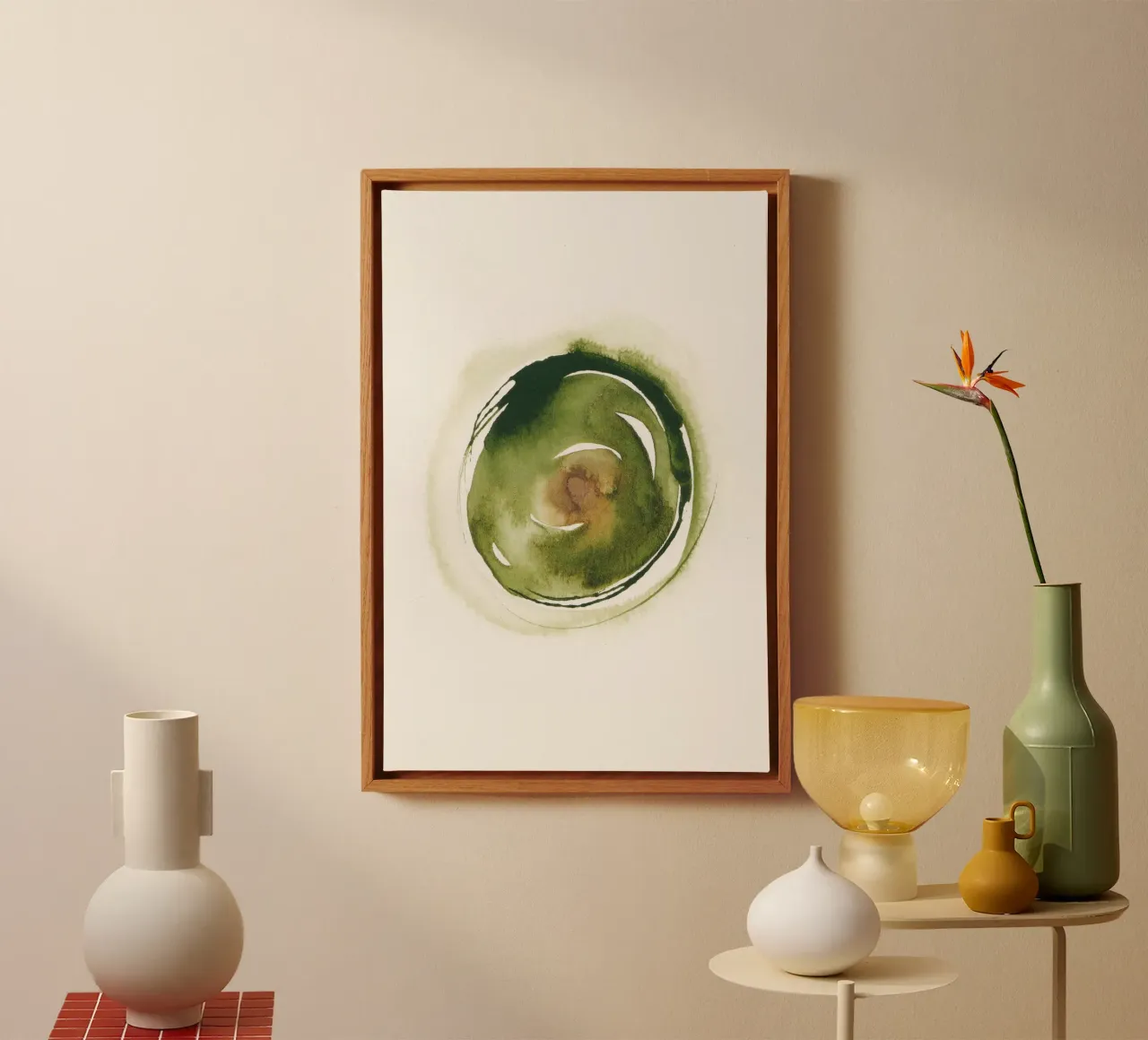 Green zen circle tela con Cornice a cassetta da Jasmyncheng