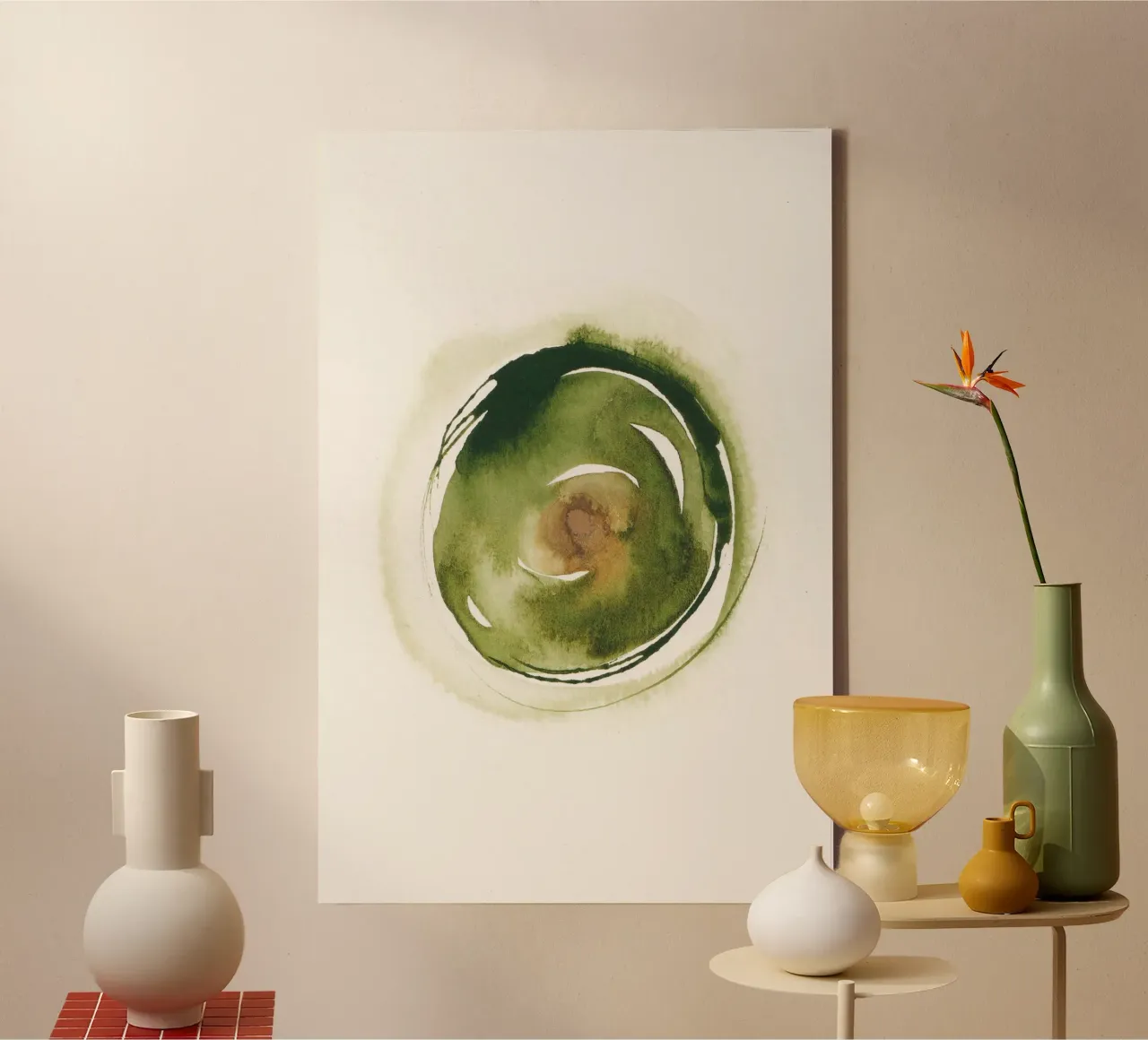 Green zen circle tela con Cornice a cassetta da Jasmyncheng