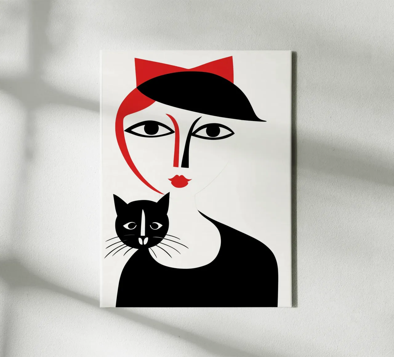 Abstracte Kat Vrouw | Kunstdruk canvas met Baklijst van Autofocus