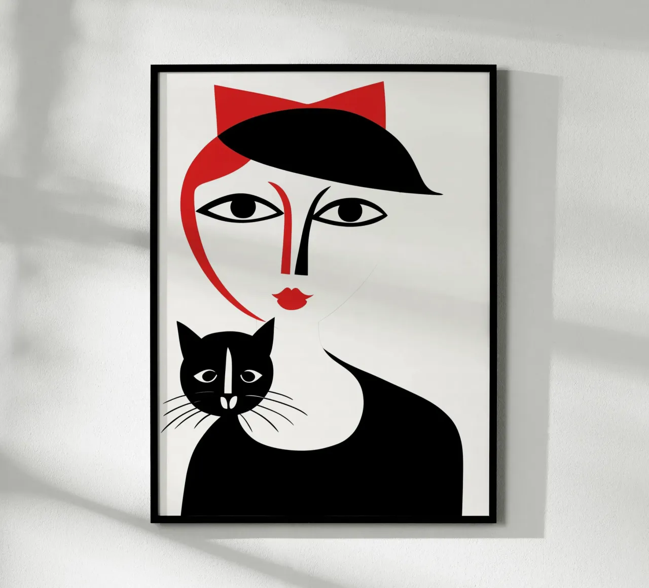 Abstracte Kat Vrouw | Kunstdruk poster van Autofocus
