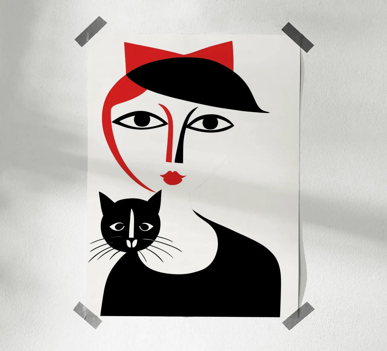 Abstracte Kat Vrouw | Kunstdruk poster van Autofocus