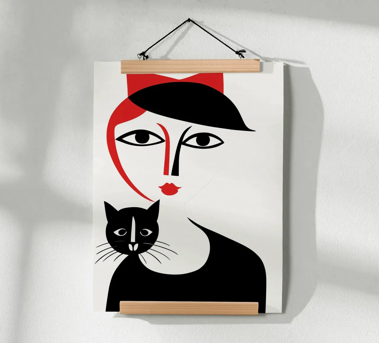 Abstracte Kat Vrouw | Kunstdruk poster van Autofocus