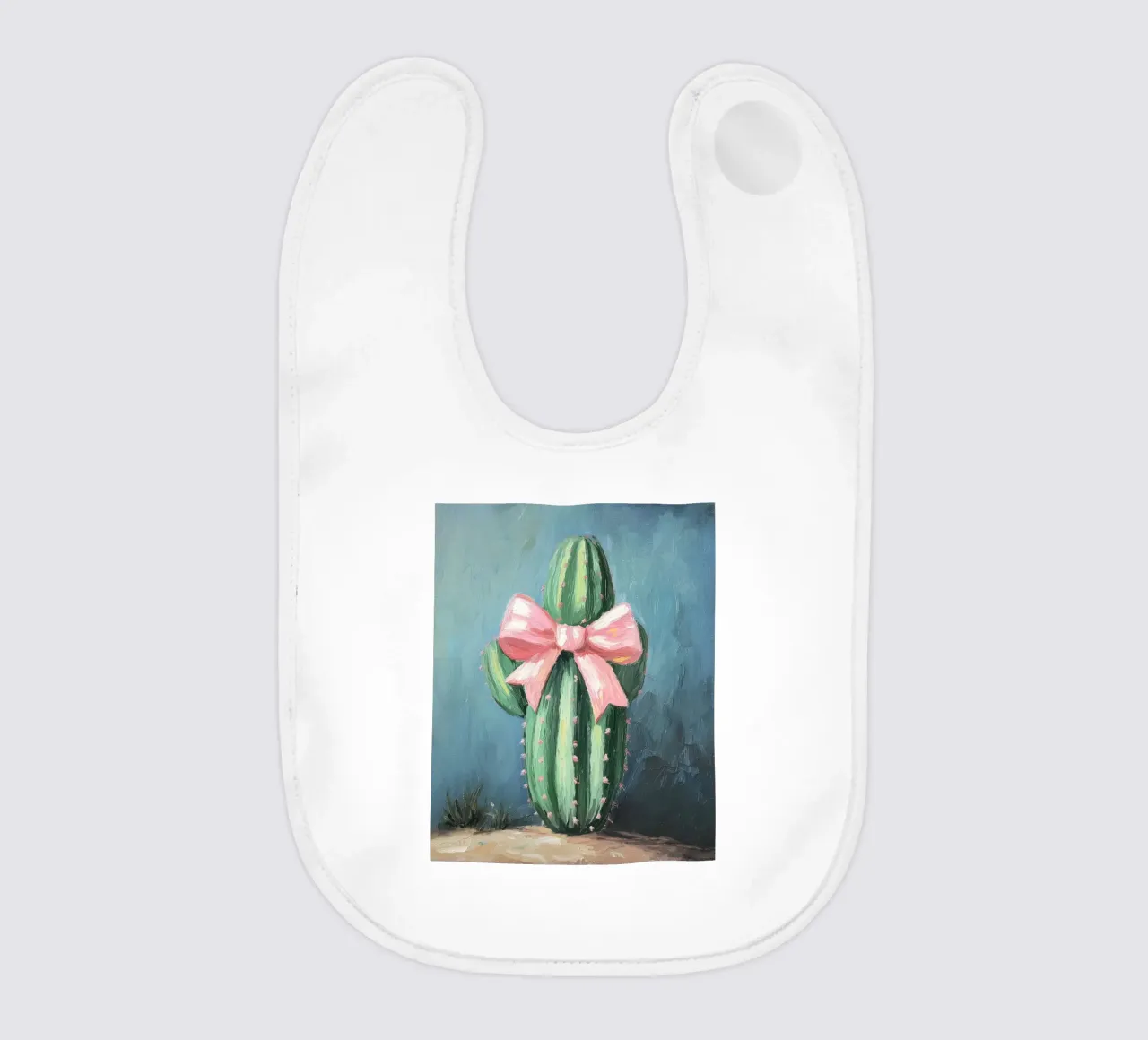 Cactus rosa Bow Boho Botanical Tropical Succulent Greenery bavaglino da Gentle Echoes Art