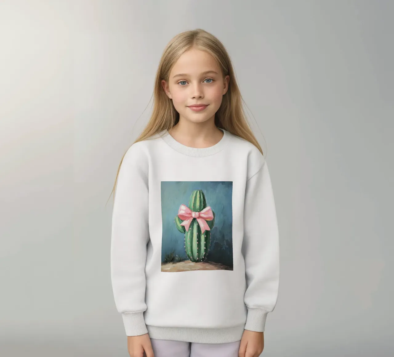 Cactus rosa Bow Boho Botanical Tropical Succulent Greenery felpa bambino da Gentle Echoes Art