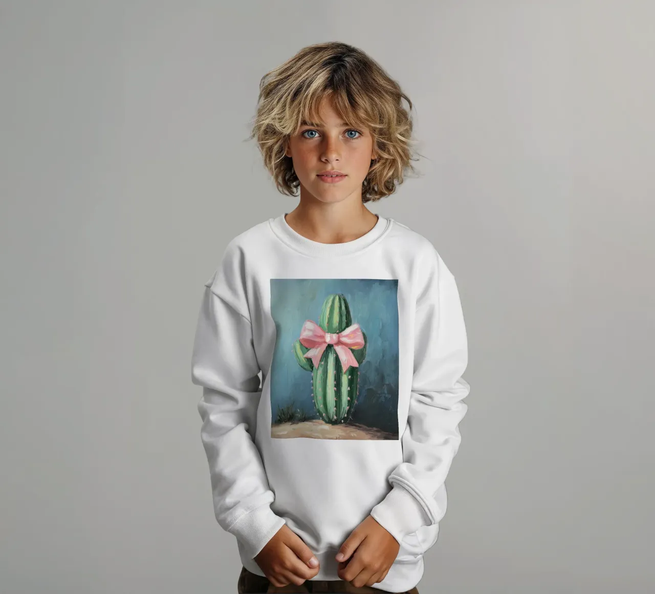 Cactus rosa Bow Boho Botanical Tropical Succulent Greenery felpa bambino da Gentle Echoes Art