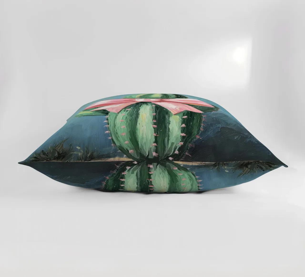 Cactus rosa Bow Boho Botanical Tropical Succulent Greenery cuscino da Gentle Echoes Art