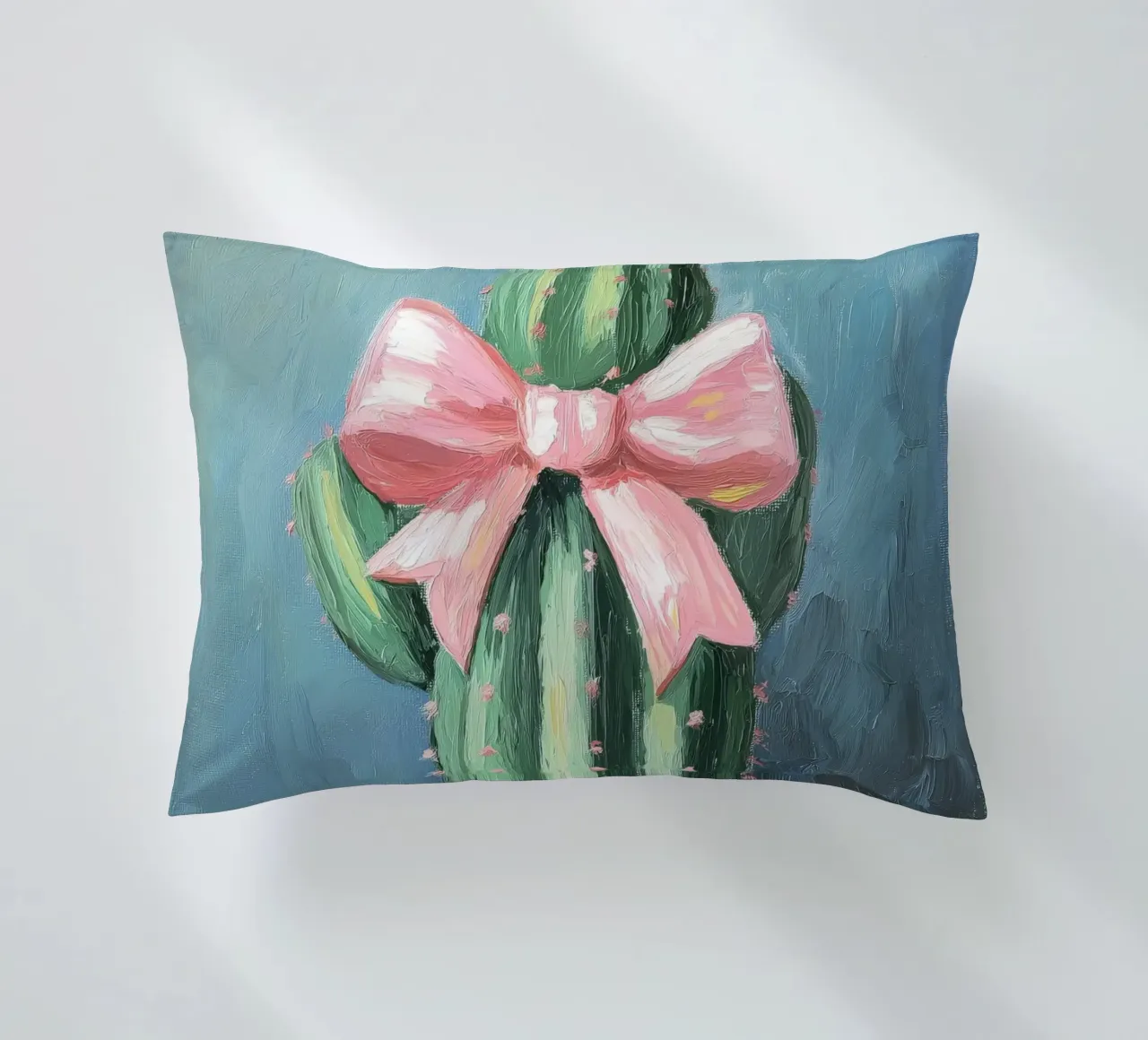 Cactus rosa Bow Boho Botanical Tropical Succulent Greenery cuscino da Gentle Echoes Art