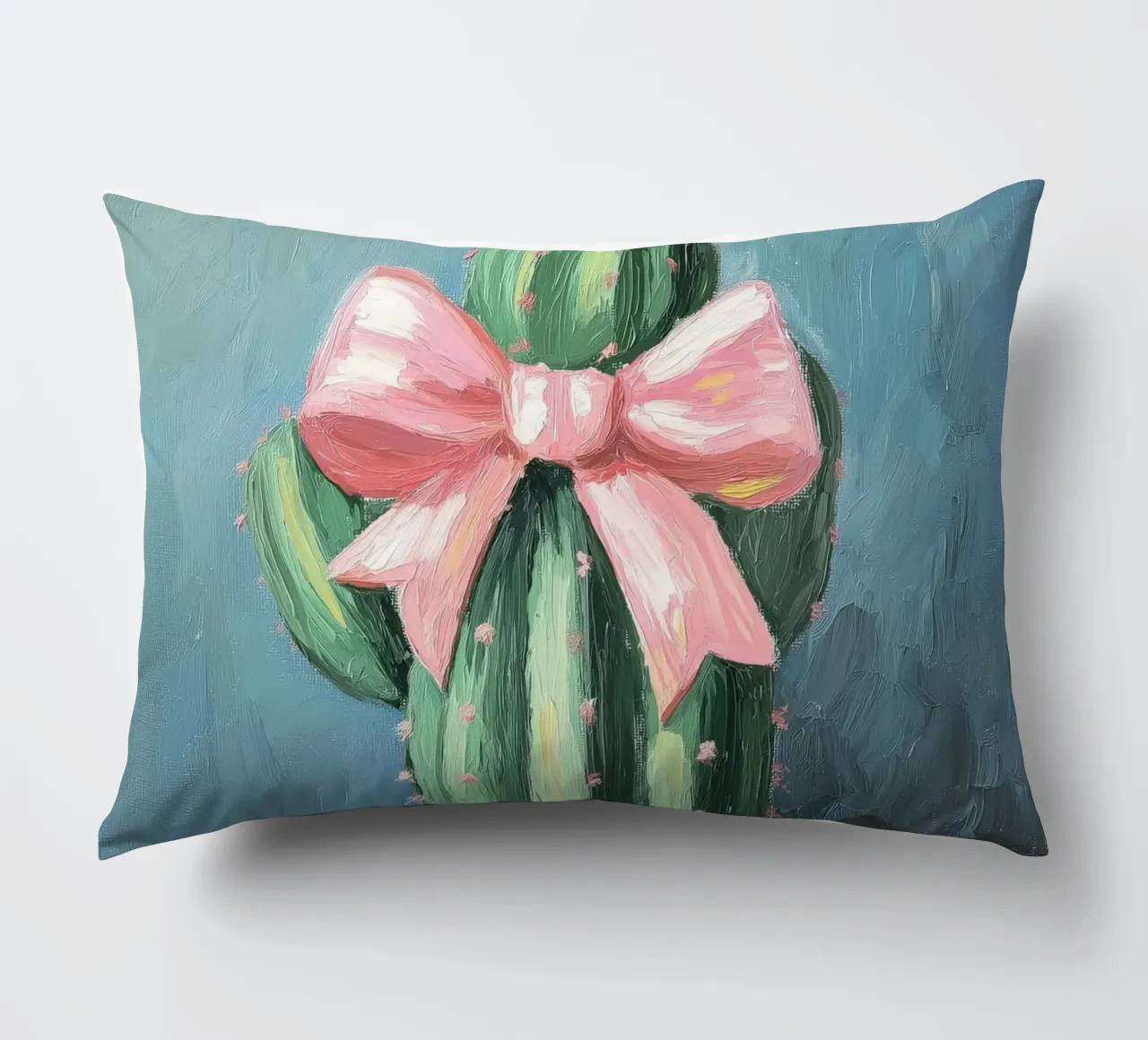 Cactus rosa Bow Boho Botanical Tropical Succulent Greenery cuscino da Gentle Echoes Art