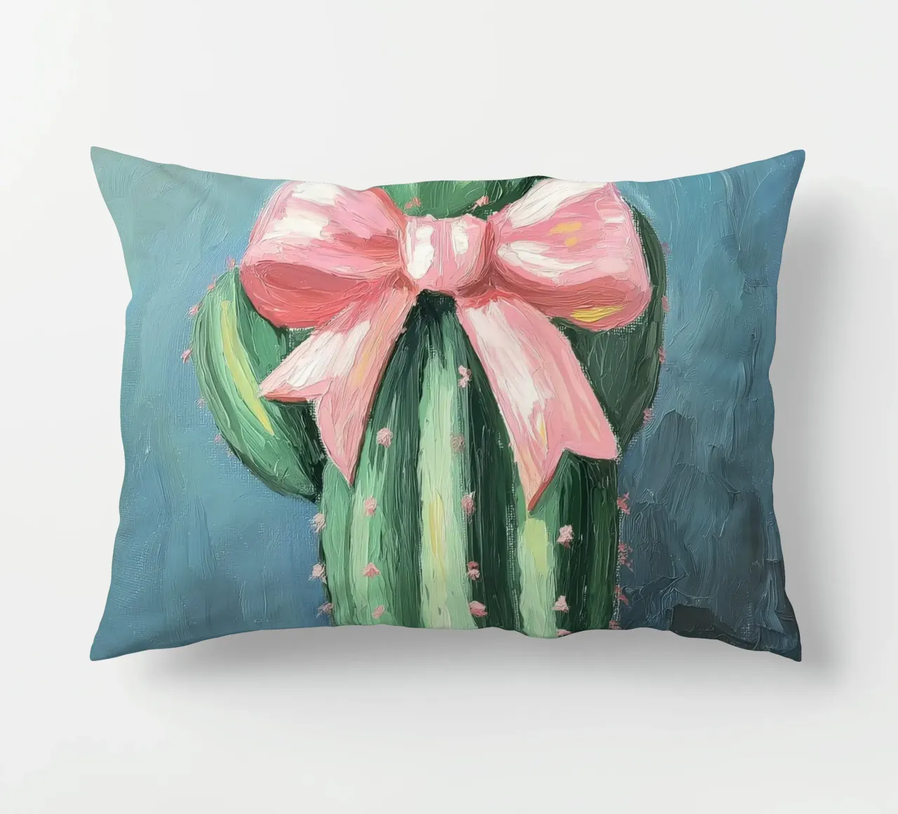 Cactus rosa Bow Boho Botanical Tropical Succulent Greenery cuscino da Gentle Echoes Art