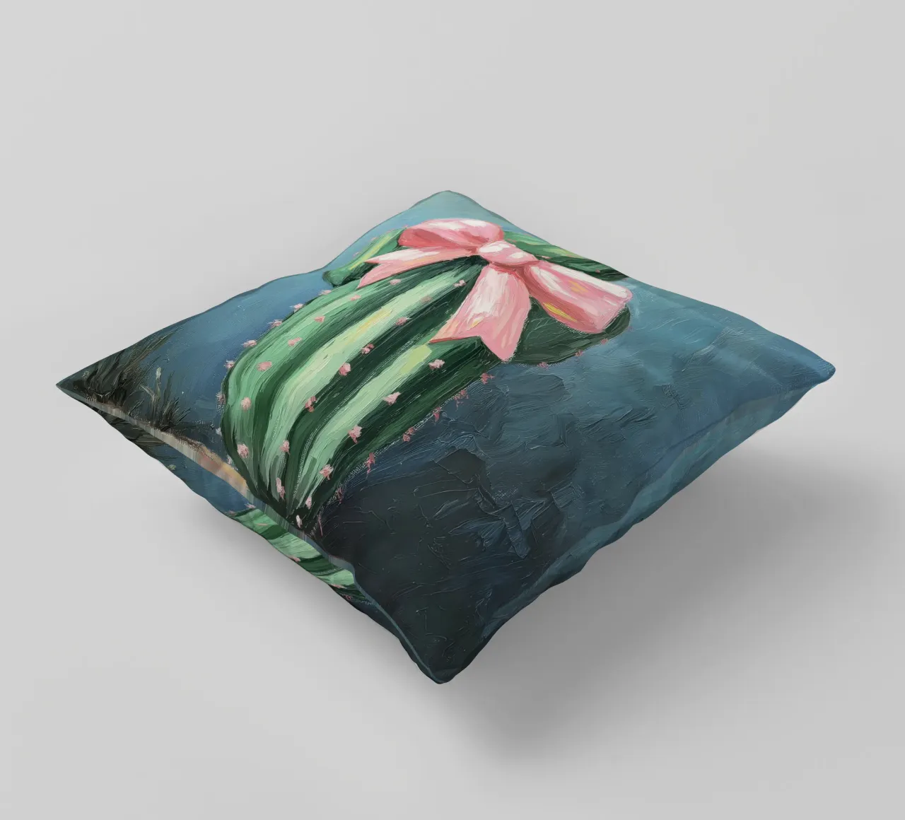Cactus rosa Bow Boho Botanical Tropical Succulent Greenery cuscino da Gentle Echoes Art
