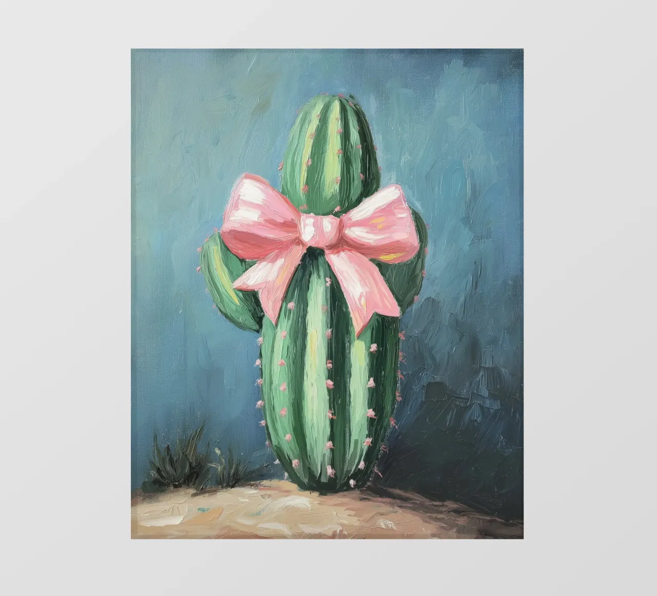 Cactus rosa Bow Boho Botanical Tropical Succulent Greenery pellicola backlit da Gentle Echoes Art