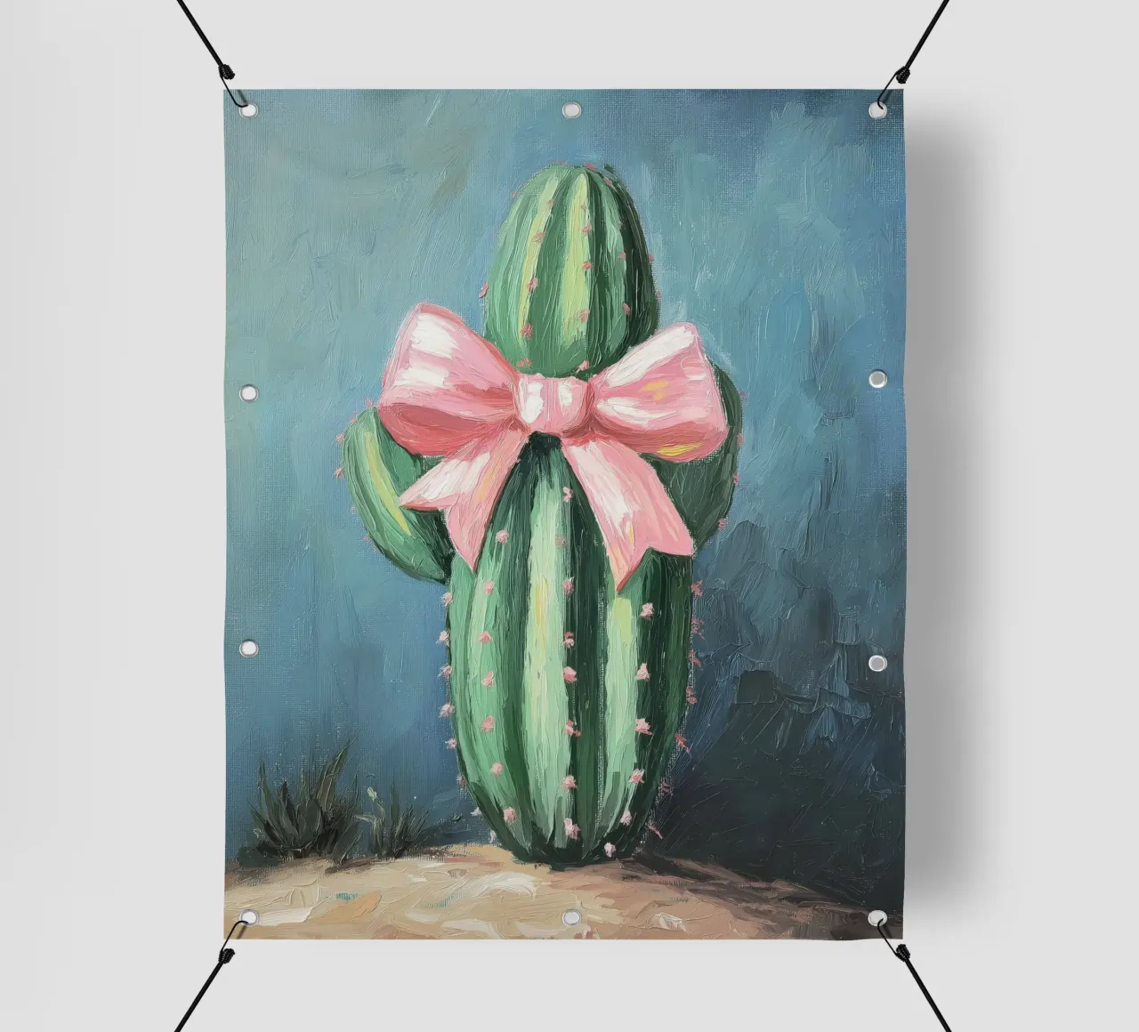 Cactus rosa Bow Boho Botanical Tropical Succulent Greenery telo in pvc da Gentle Echoes Art