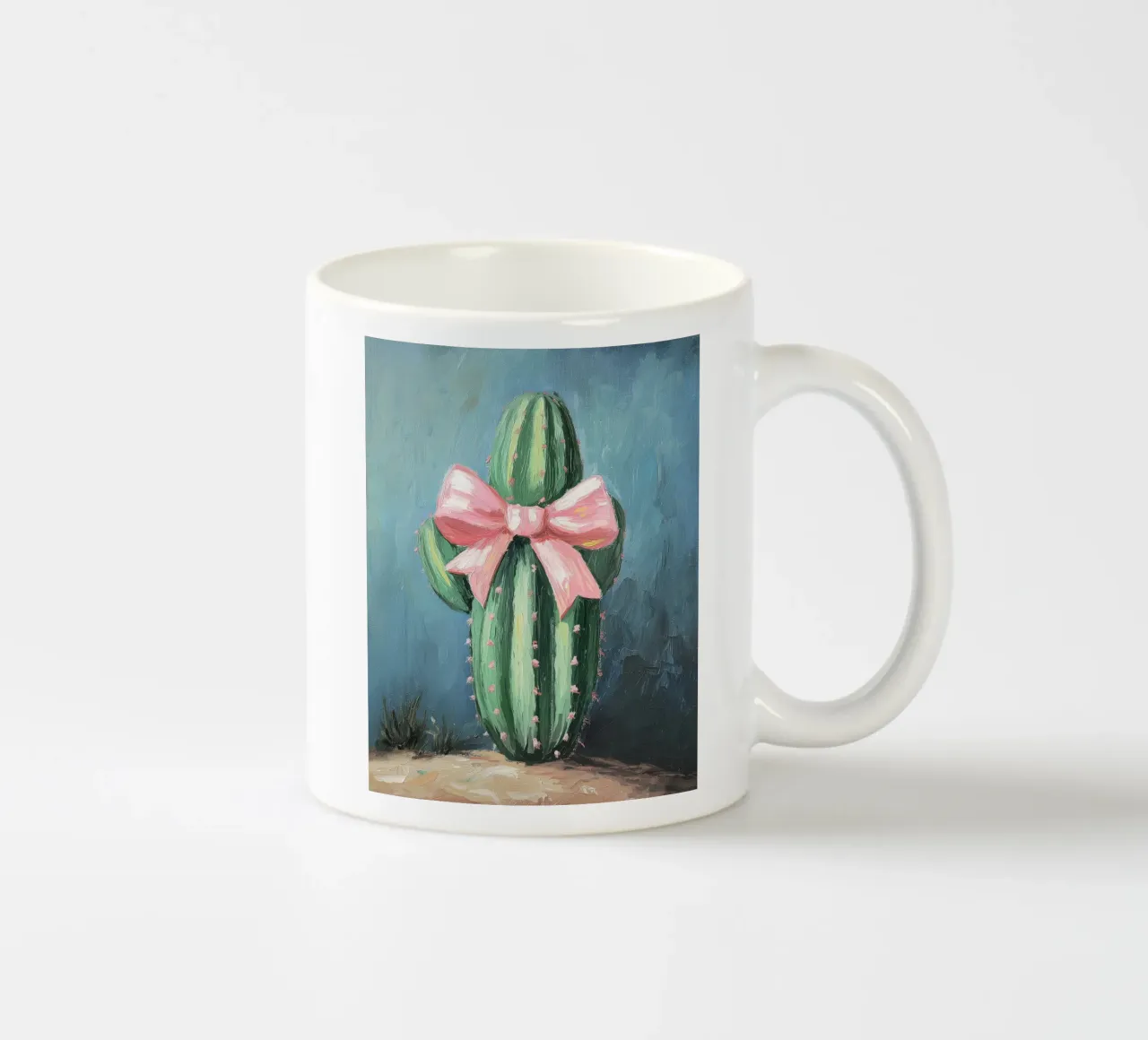 Cactus rosa Bow Boho Botanical Tropical Succulent Greenery tazza in ceramica da Gentle Echoes Art