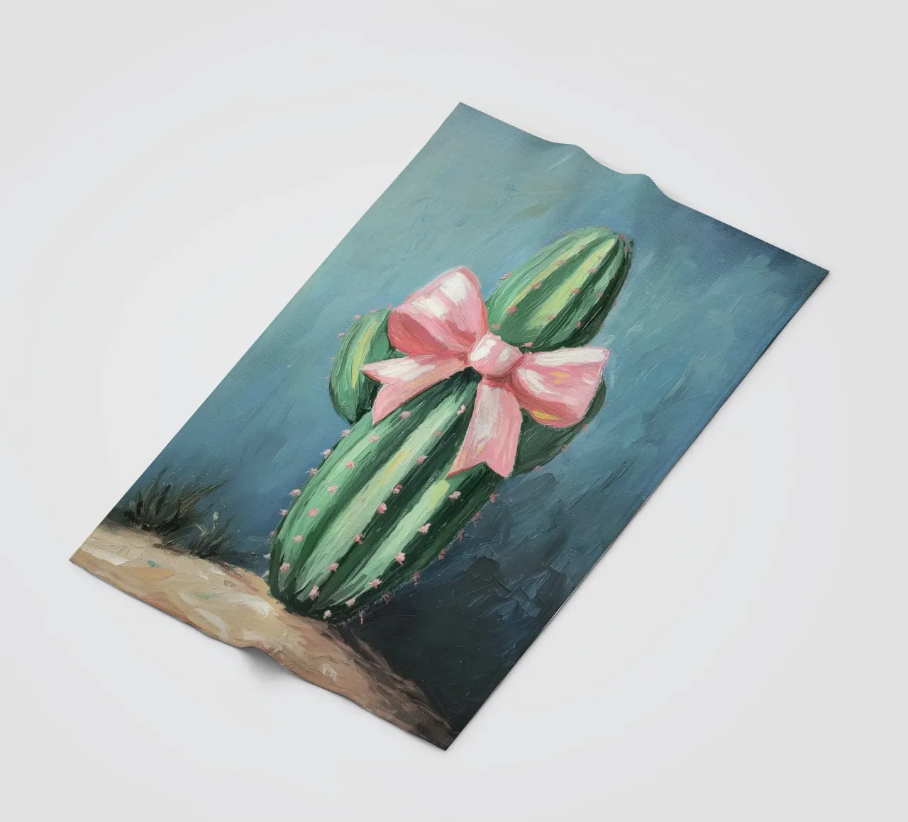 Cactus rosa Bow Boho Botanical Tropical Succulent Greenery coperta in pile da Gentle Echoes Art