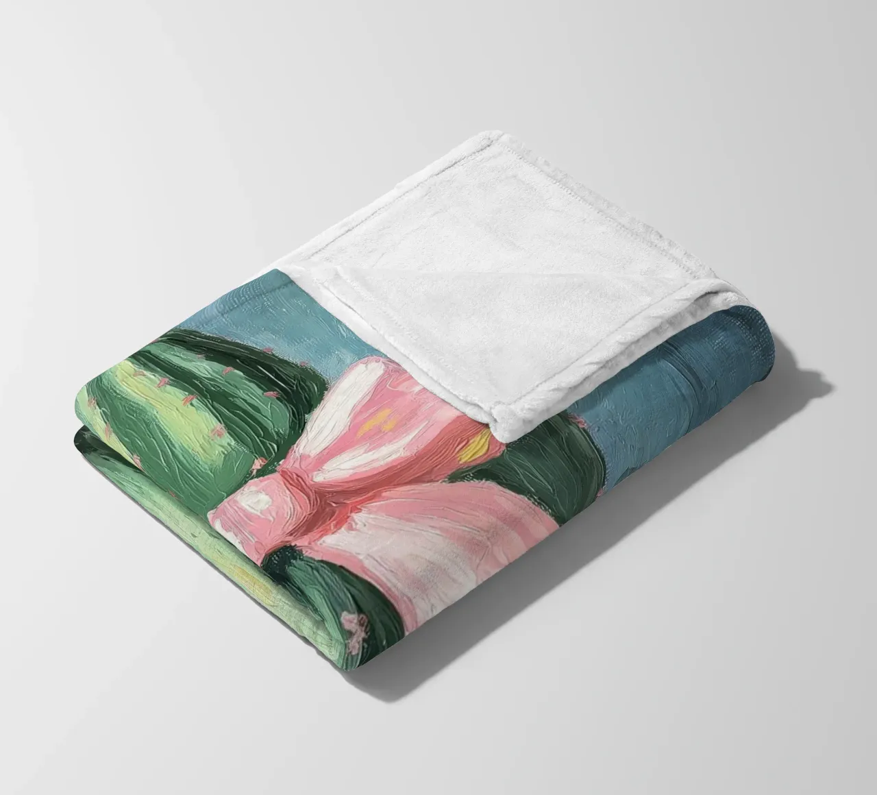 Cactus rosa Bow Boho Botanical Tropical Succulent Greenery coperta in pile da Gentle Echoes Art
