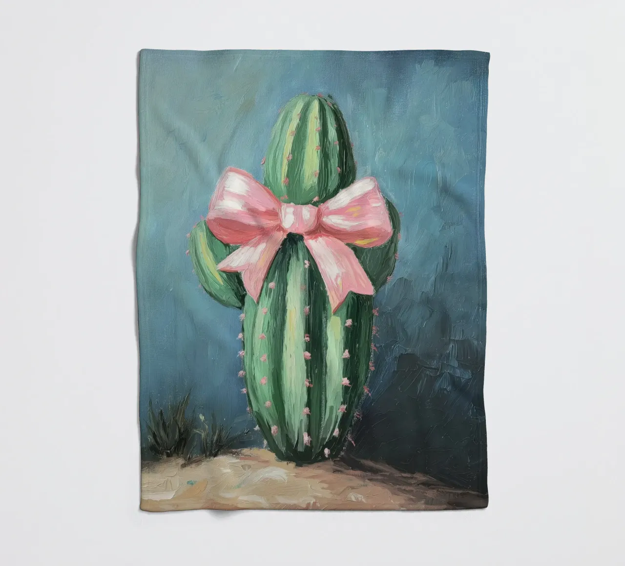 Cactus rosa Bow Boho Botanical Tropical Succulent Greenery coperta in pile da Gentle Echoes Art