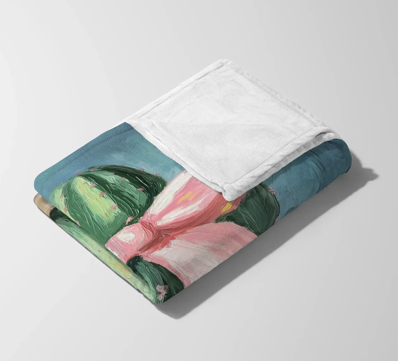 Cactus rosa Bow Boho Botanical Tropical Succulent Greenery coperta in pile da Gentle Echoes Art