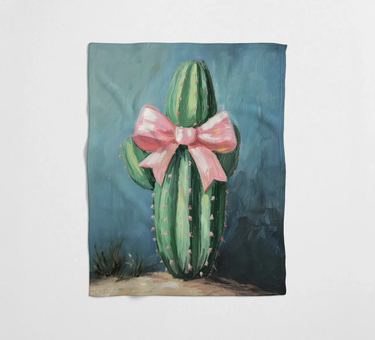 Cactus rosa Bow Boho Botanical Tropical Succulent Greenery coperta in pile da Gentle Echoes Art