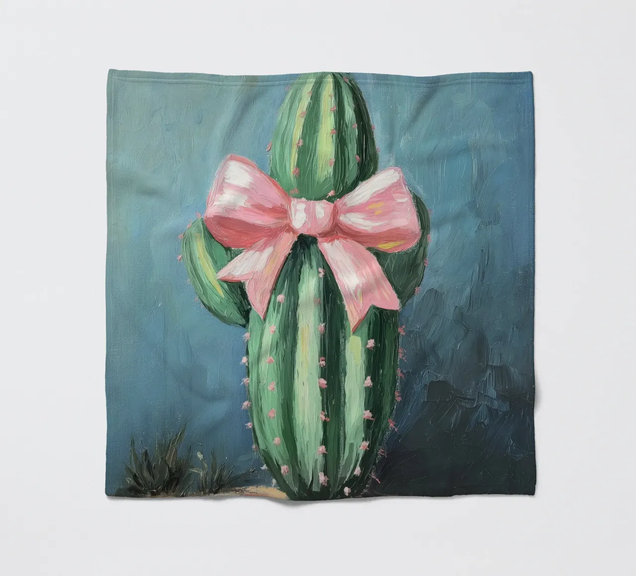 Cactus rosa Bow Boho Botanical Tropical Succulent Greenery coperta in pile da Gentle Echoes Art