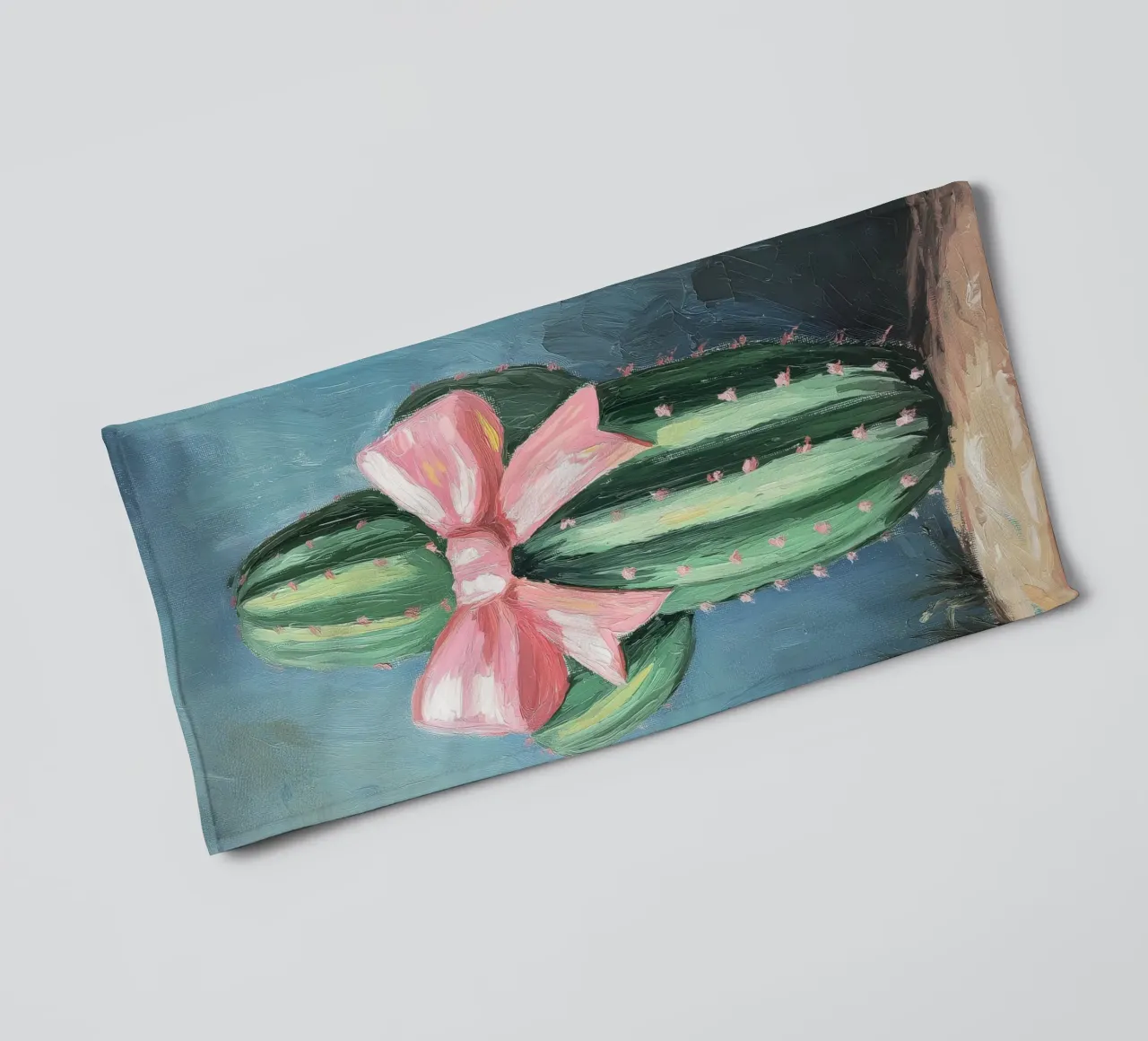 Cactus rosa Bow Boho Botanical Tropical Succulent Greenery asciugamano da bagno da Gentle Echoes Art