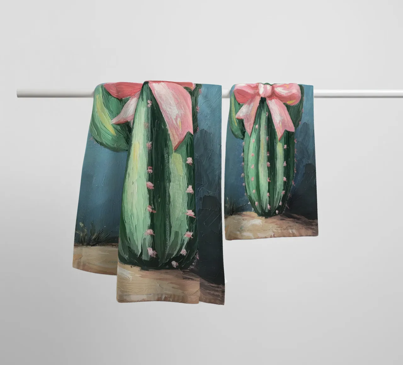Cactus rosa Bow Boho Botanical Tropical Succulent Greenery asciugamano da bagno da Gentle Echoes Art