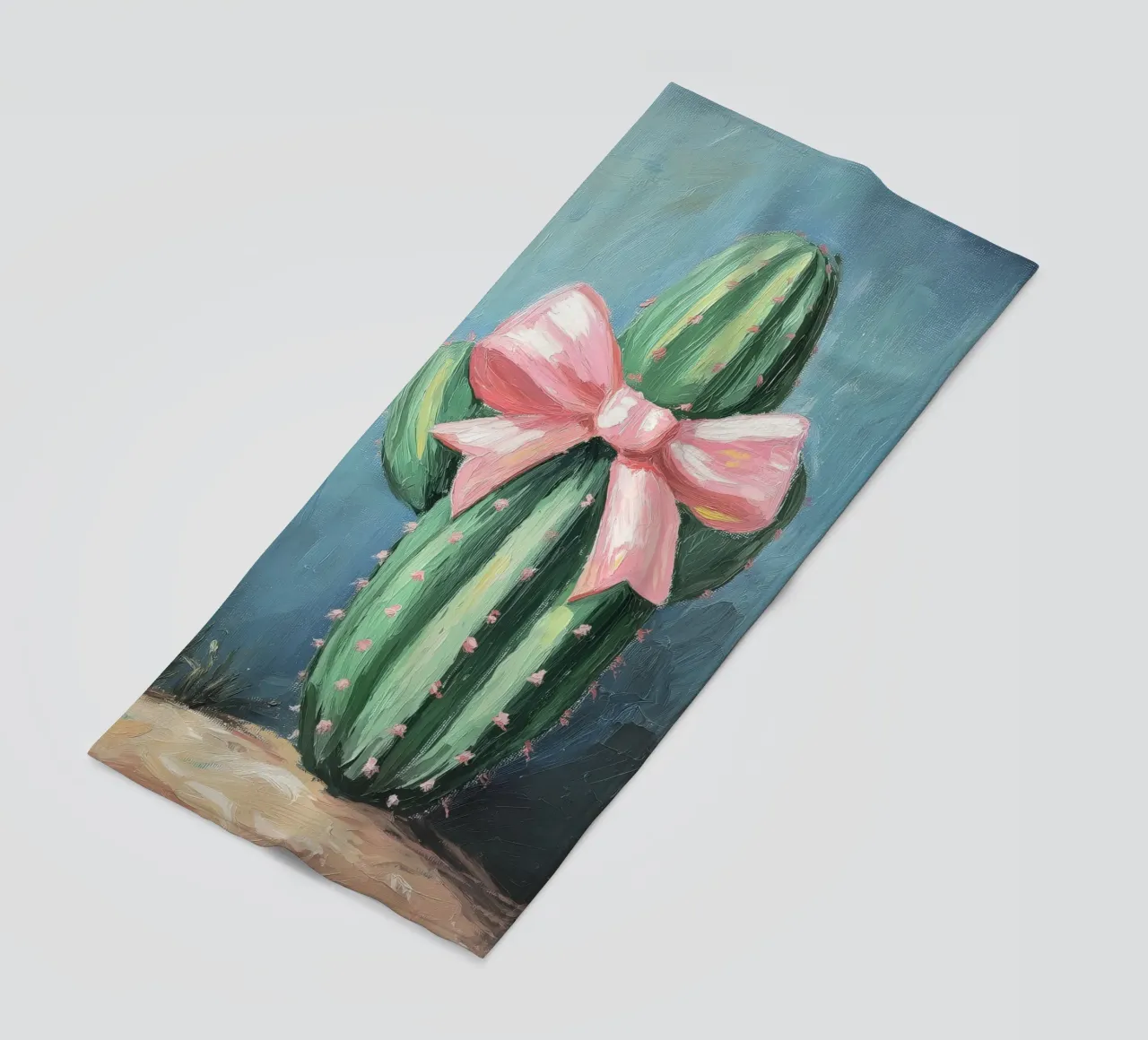 Cactus rosa Bow Boho Botanical Tropical Succulent Greenery telo mare da Gentle Echoes Art