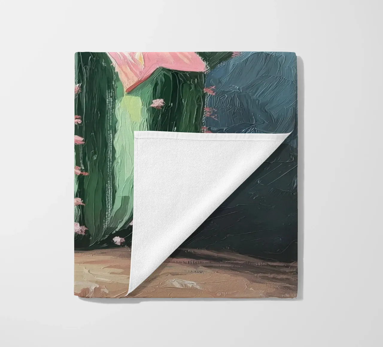 Cactus rosa Bow Boho Botanical Tropical Succulent Greenery telo mare da Gentle Echoes Art