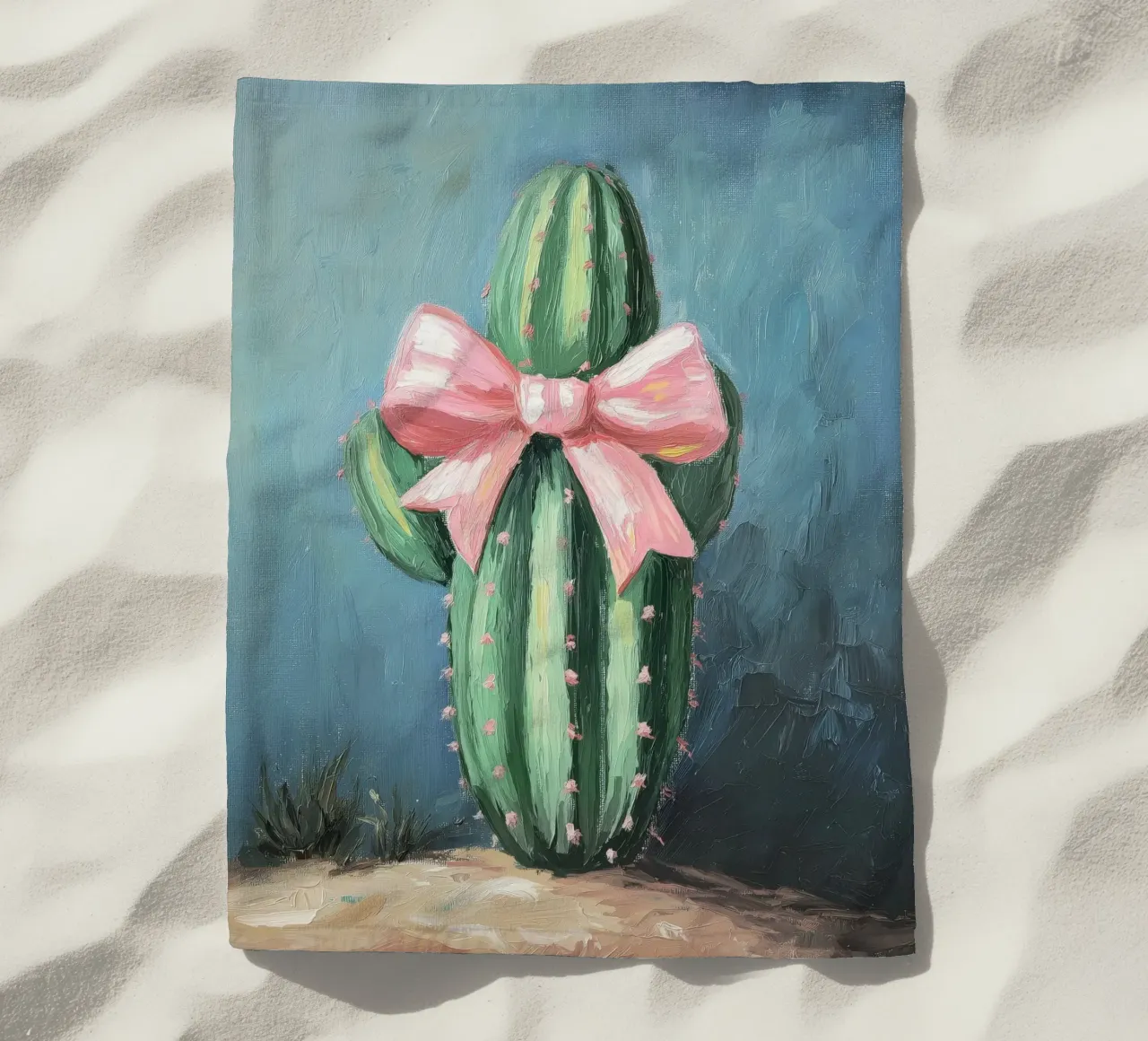 Cactus rosa Bow Boho Botanical Tropical Succulent Greenery telo mare da Gentle Echoes Art