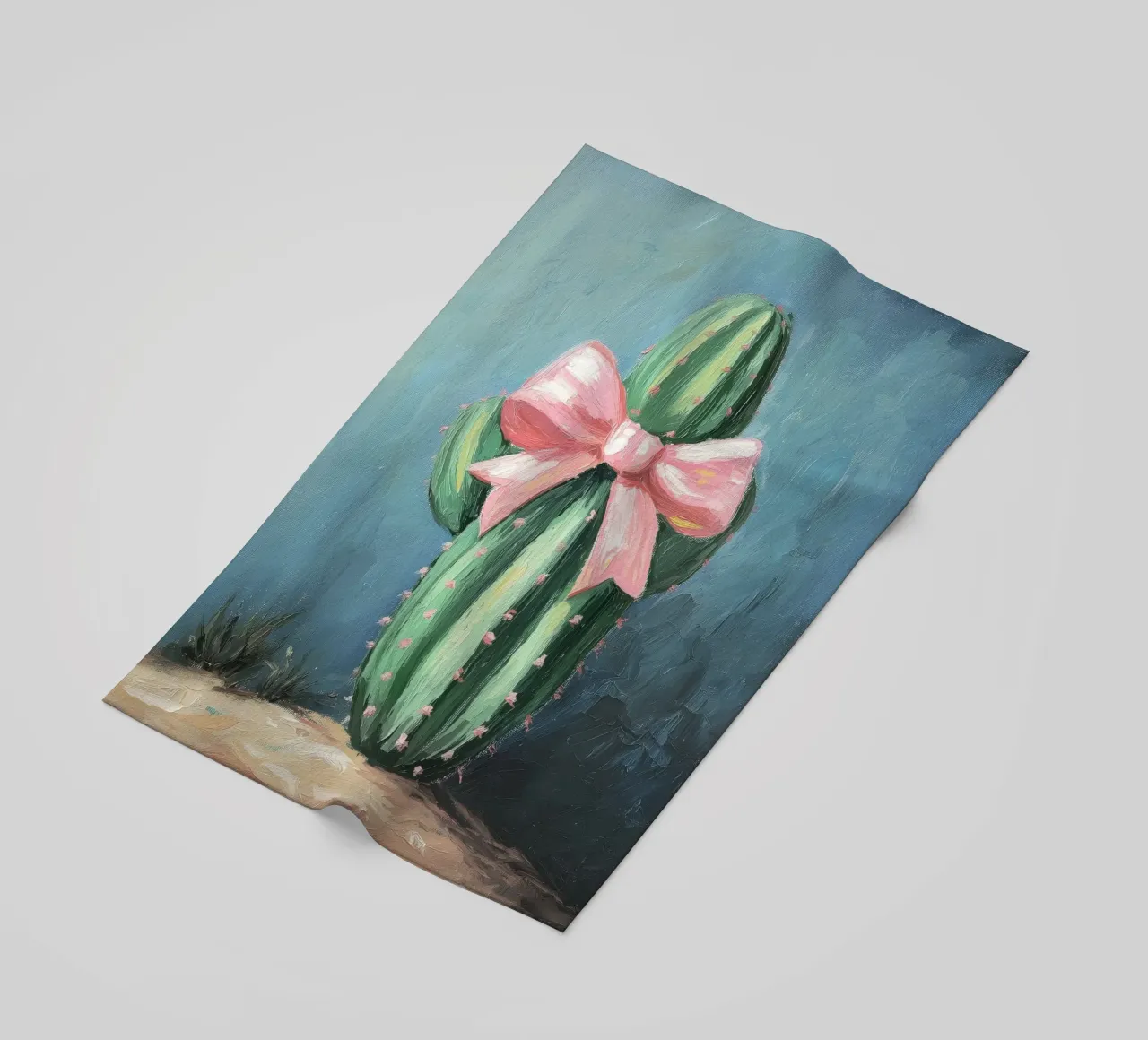Cactus rosa Bow Boho Botanical Tropical Succulent Greenery telo mare da Gentle Echoes Art
