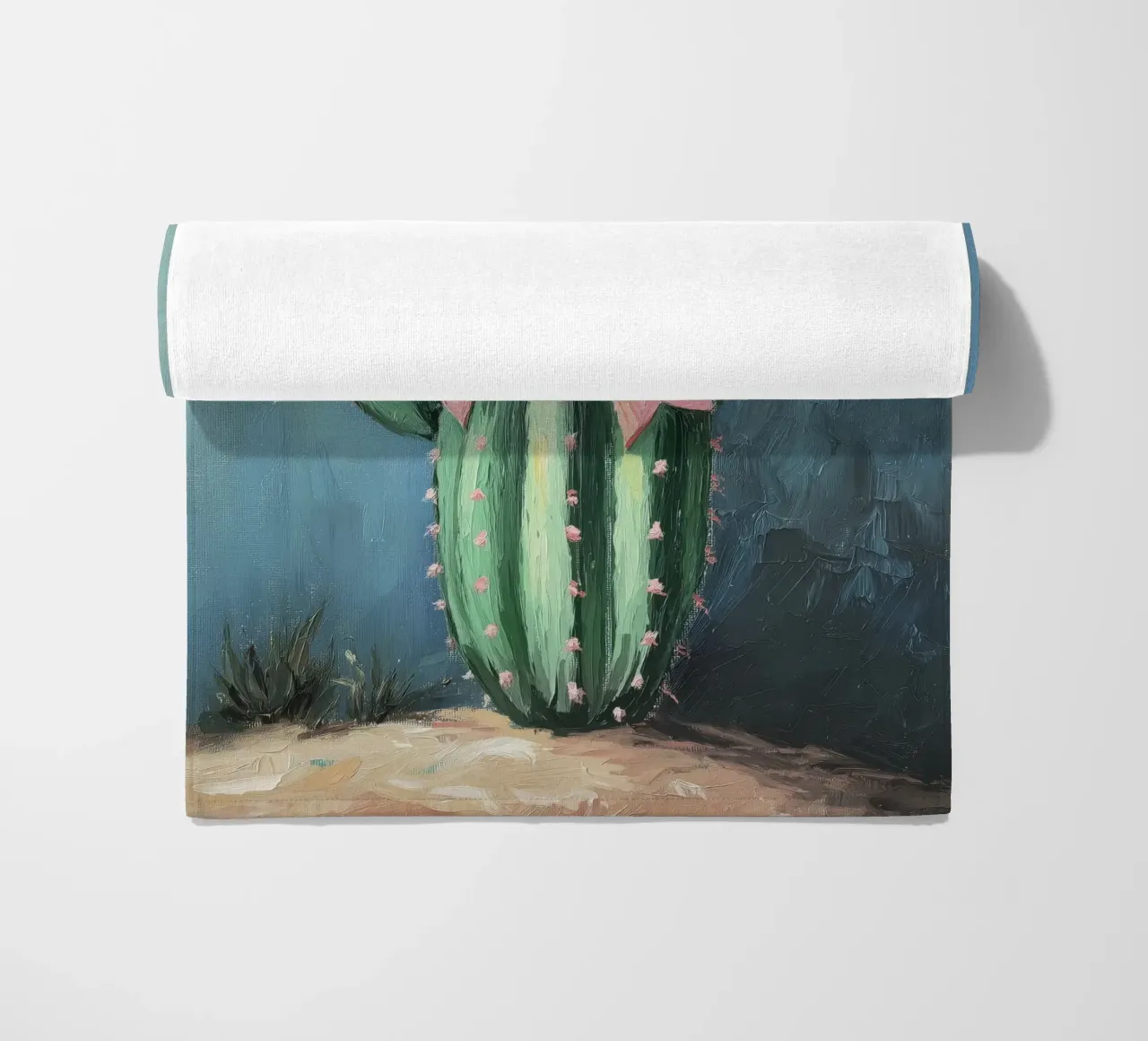 Cactus rosa Bow Boho Botanical Tropical Succulent Greenery telo mare da Gentle Echoes Art