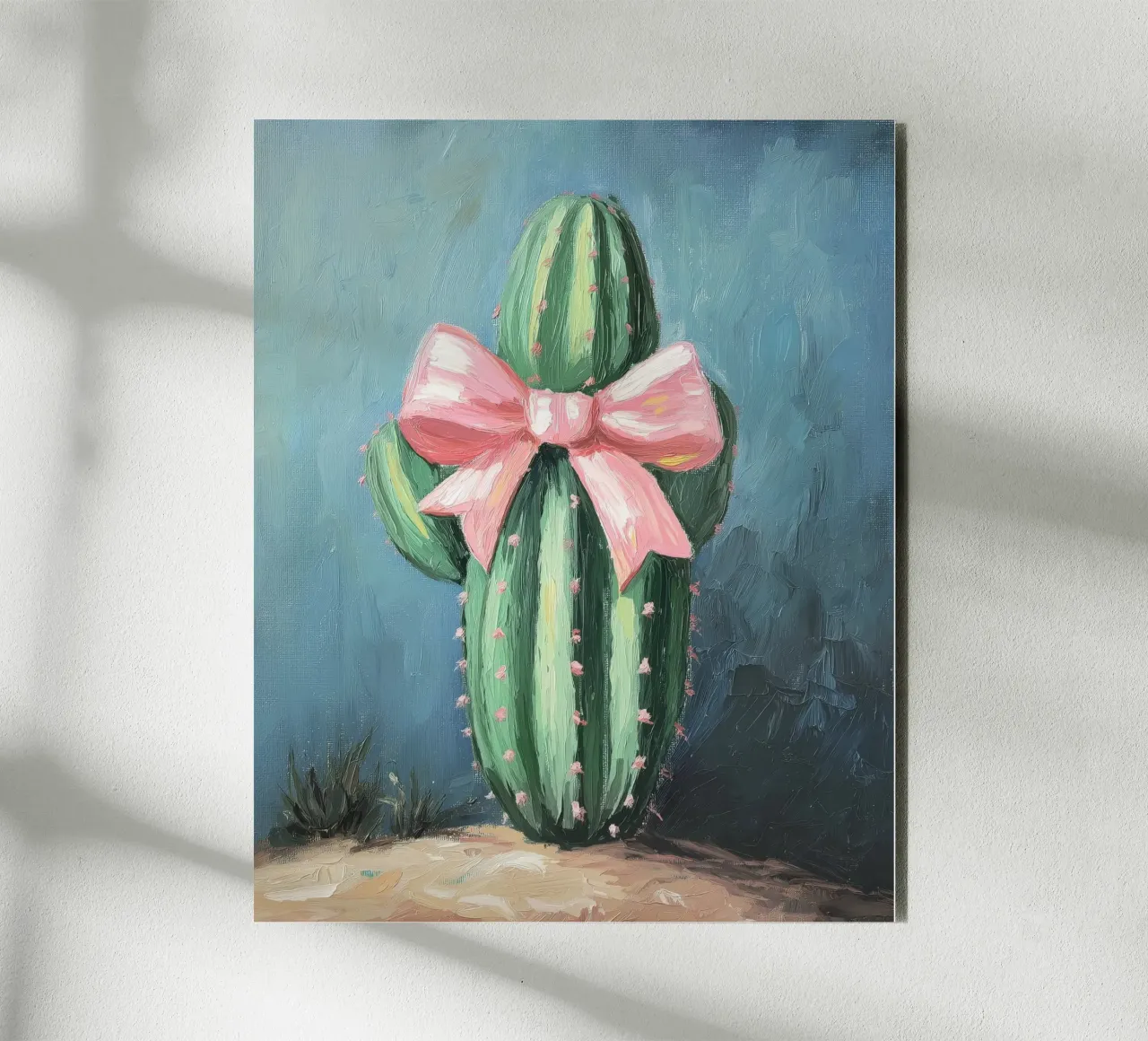 Cactus rosa Bow Boho Botanical Tropical Succulent Greenery alluminio dibond da Gentle Echoes Art
