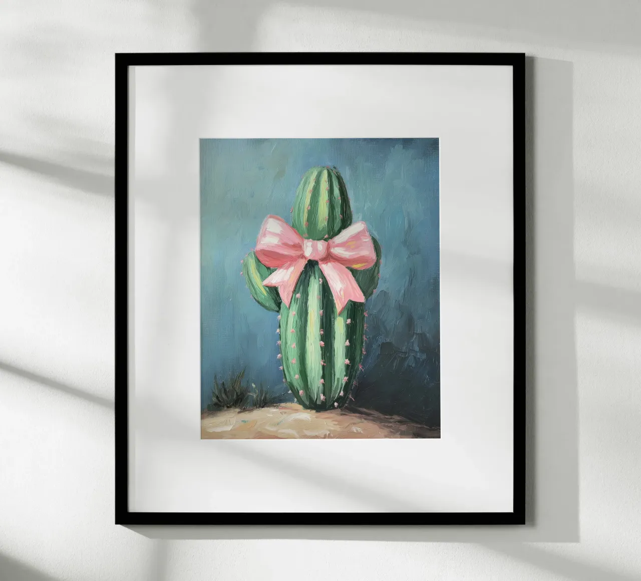 Cactus rosa Bow Boho Botanical Tropical Succulent Greenery poster con telaio in alluminio da Gentle Echoes Art