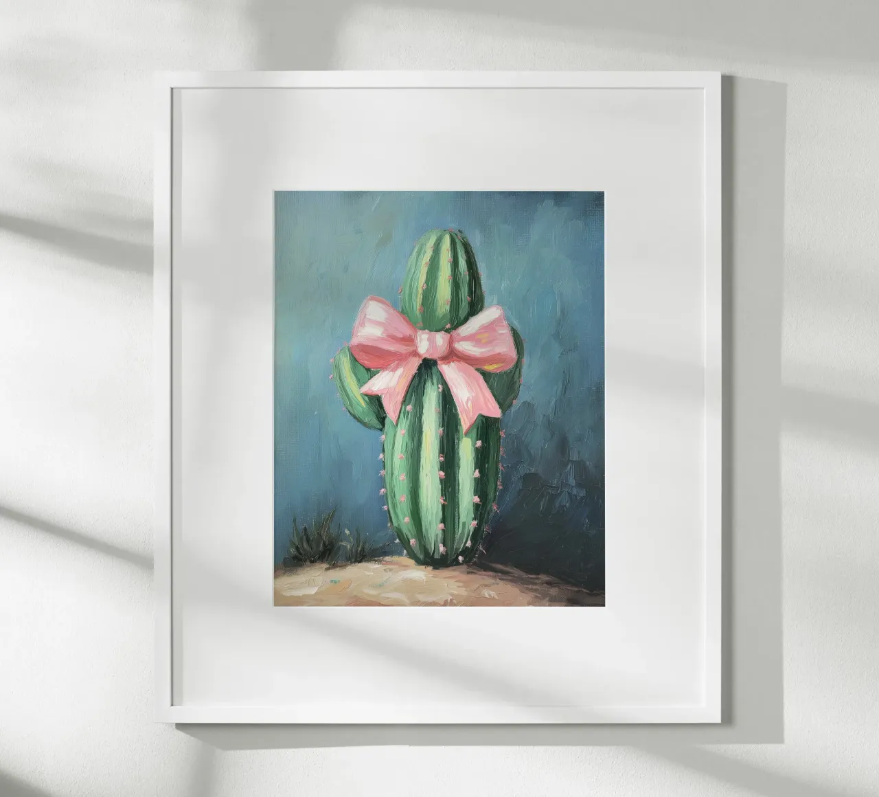 Cactus rosa Bow Boho Botanical Tropical Succulent Greenery poster con telaio in alluminio da Gentle Echoes Art