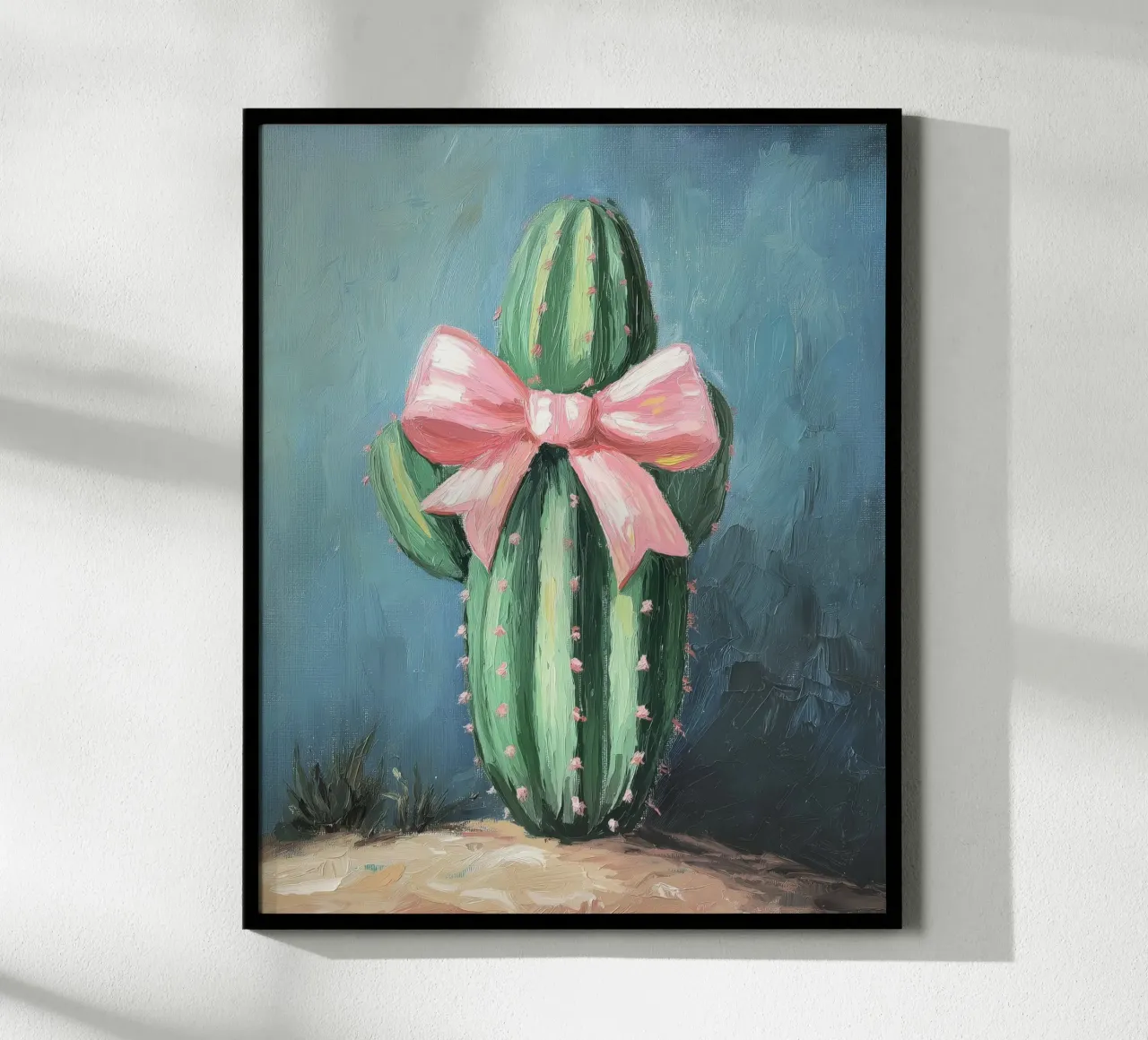 Cactus rosa Bow Boho Botanical Tropical Succulent Greenery poster con telaio in alluminio da Gentle Echoes Art