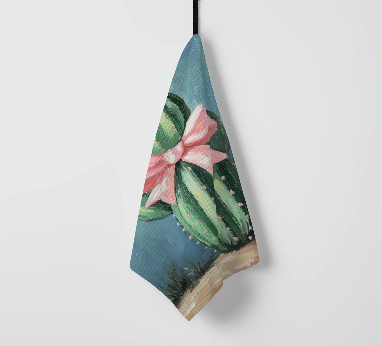 Cactus rosa Bow Boho Botanical Tropical Succulent Greenery canovaccio da cucina da Gentle Echoes Art