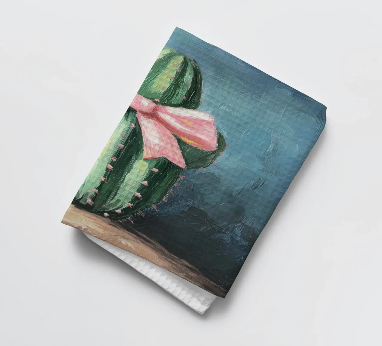 Cactus rosa Bow Boho Botanical Tropical Succulent Greenery canovaccio da cucina da Gentle Echoes Art