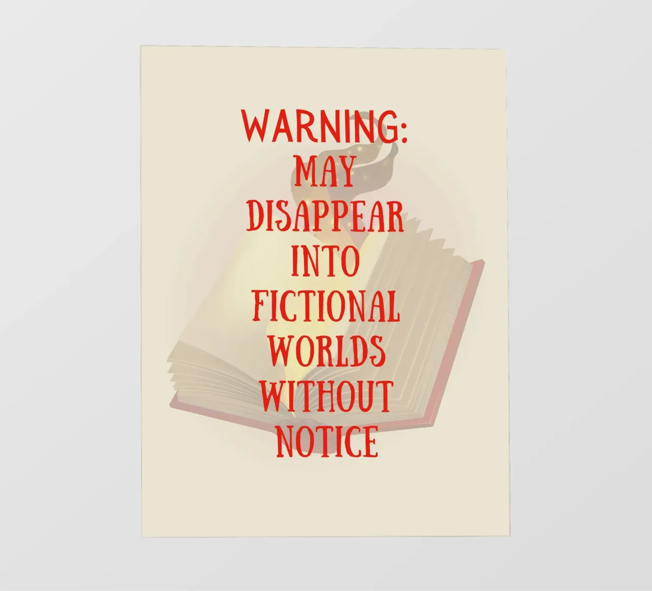 WARNING: MAY DISAPPEAR INTO FICTIONAL WORLDS WITHOUT NOTICE telo in pvc da FABOArt