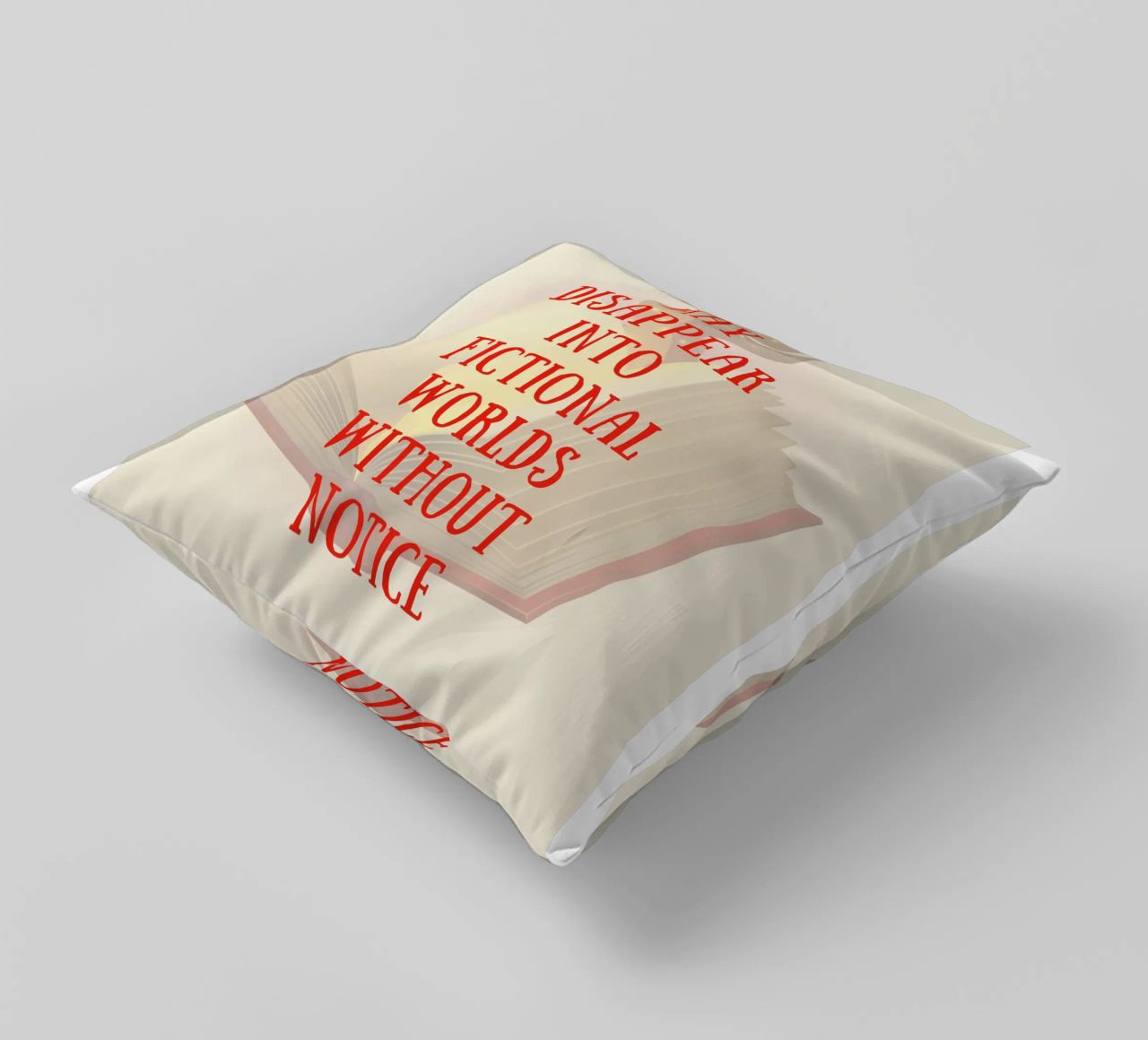WARNING: MAY DISAPPEAR INTO FICTIONAL WORLDS WITHOUT NOTICE cuscino da FABOArt